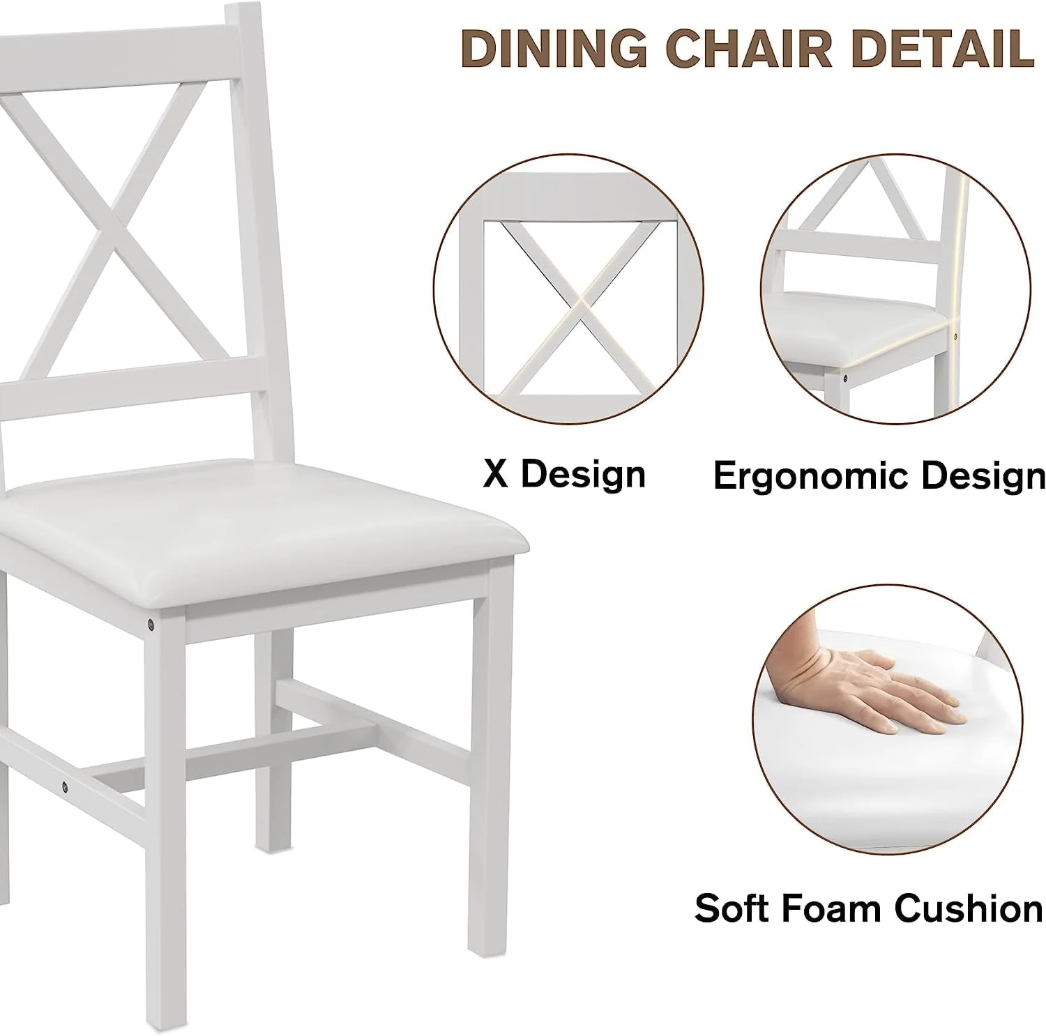 Alohappy Dining Room Table Set for 4, 5 Piece Kitchen Table Set, Morden Wood Rectangle Breakfast Table and Chairs for Small Space, Easy Assembly (White)