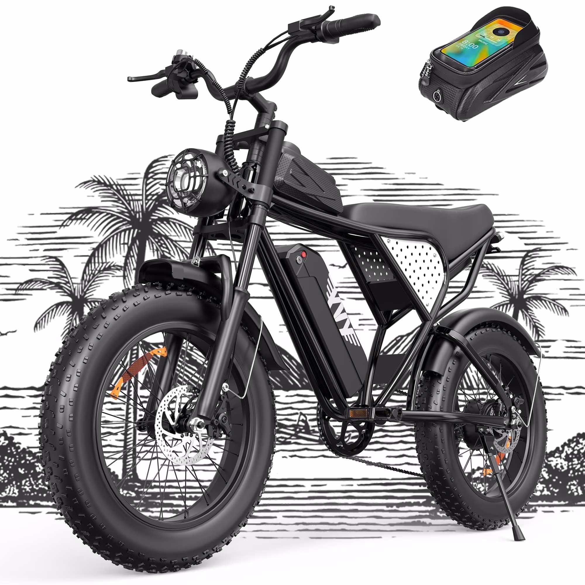 YVY 1500W Electric Bike for Adults,33MPH 20'' Fat Tire Electric Motorcycle,48V 20AH Removable Battery, 30-60 Miles Mountain Bike UL2849