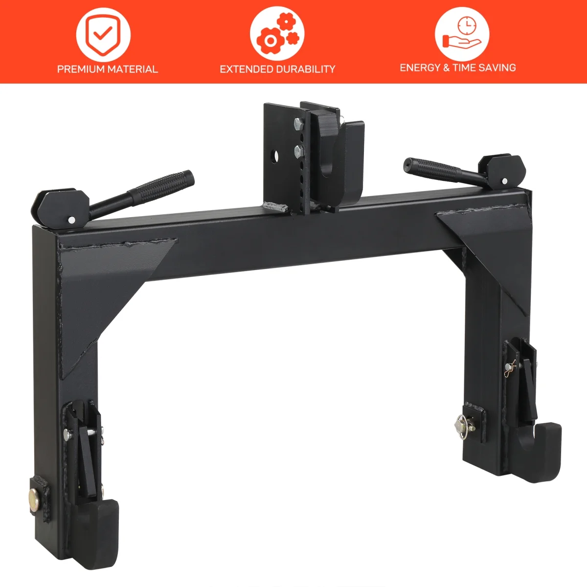 3 Point Quick Hitch, 3000 lbs 3-Pt Attachments Adaptation to Category 1 & 2 Tractor with 5 Level Adjustable Bolt (Orange)