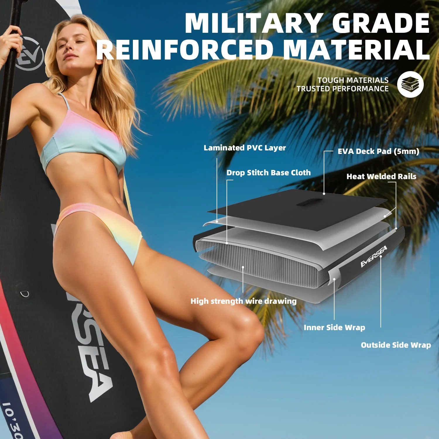 MSEASFREE 10' Inflatable Stand up Paddle Board,with Premium SUP Paddle Board Accessories,Non-Slip Comfort Deck for Youth & Adults