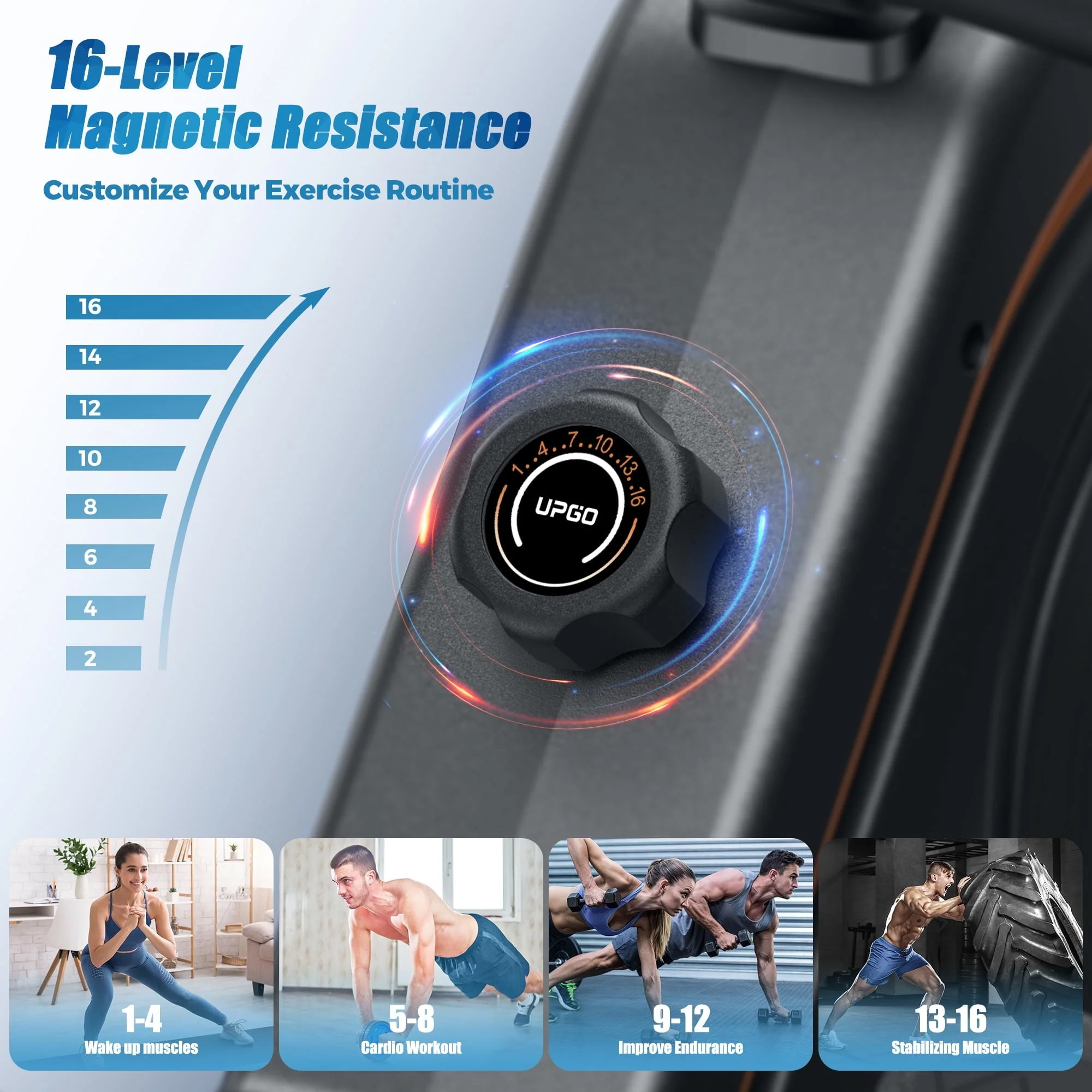 UPGO Magnetic Rowing Machine 350 LB Weight Capacity - Foldable Rower for Home Use with LCD Monaitor, Tablet Holder and Comfortable Seat Cushion