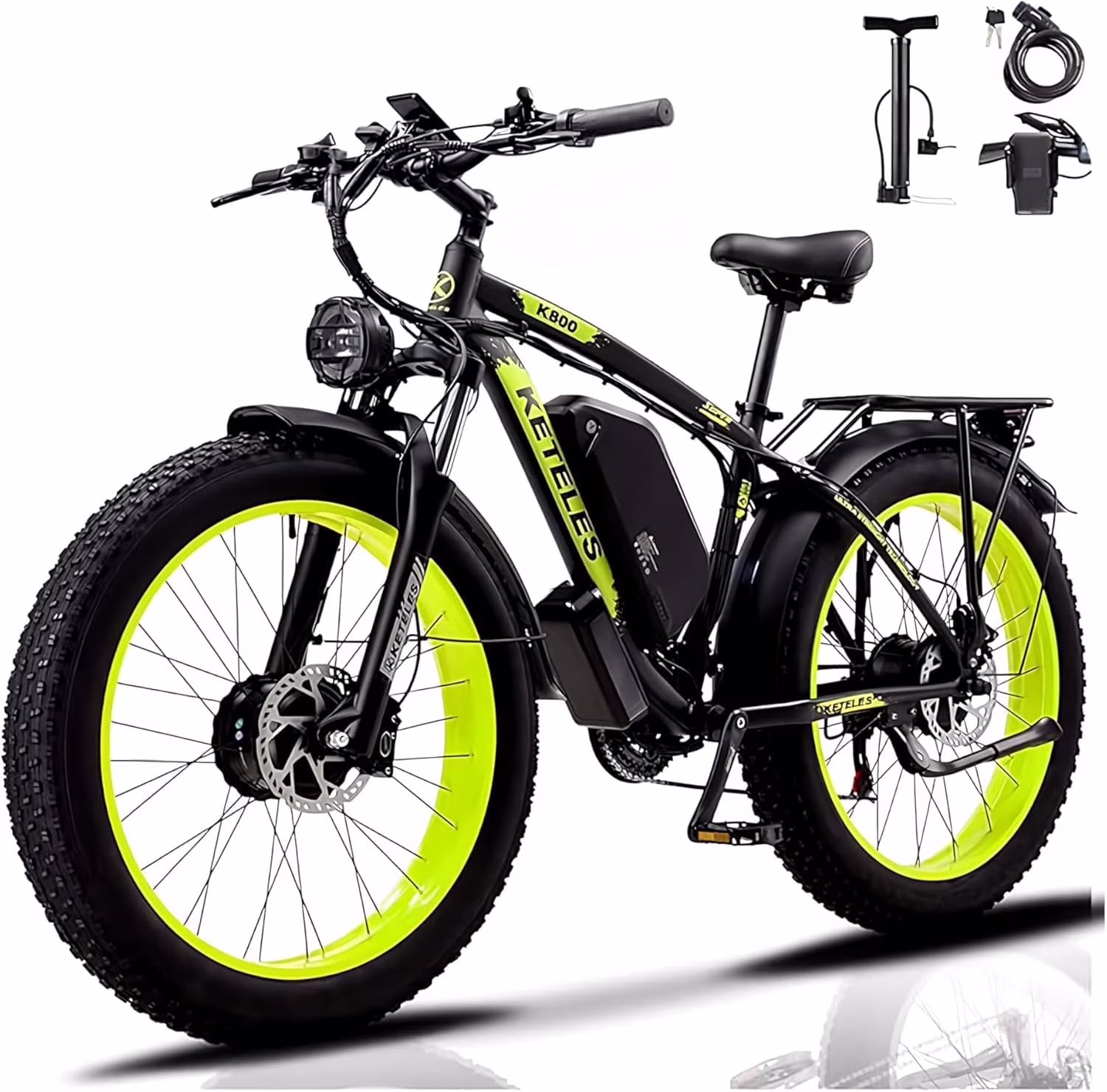 KETELES Electric Bike for Adults, Peak 4000W Dual Motor Ebike，26