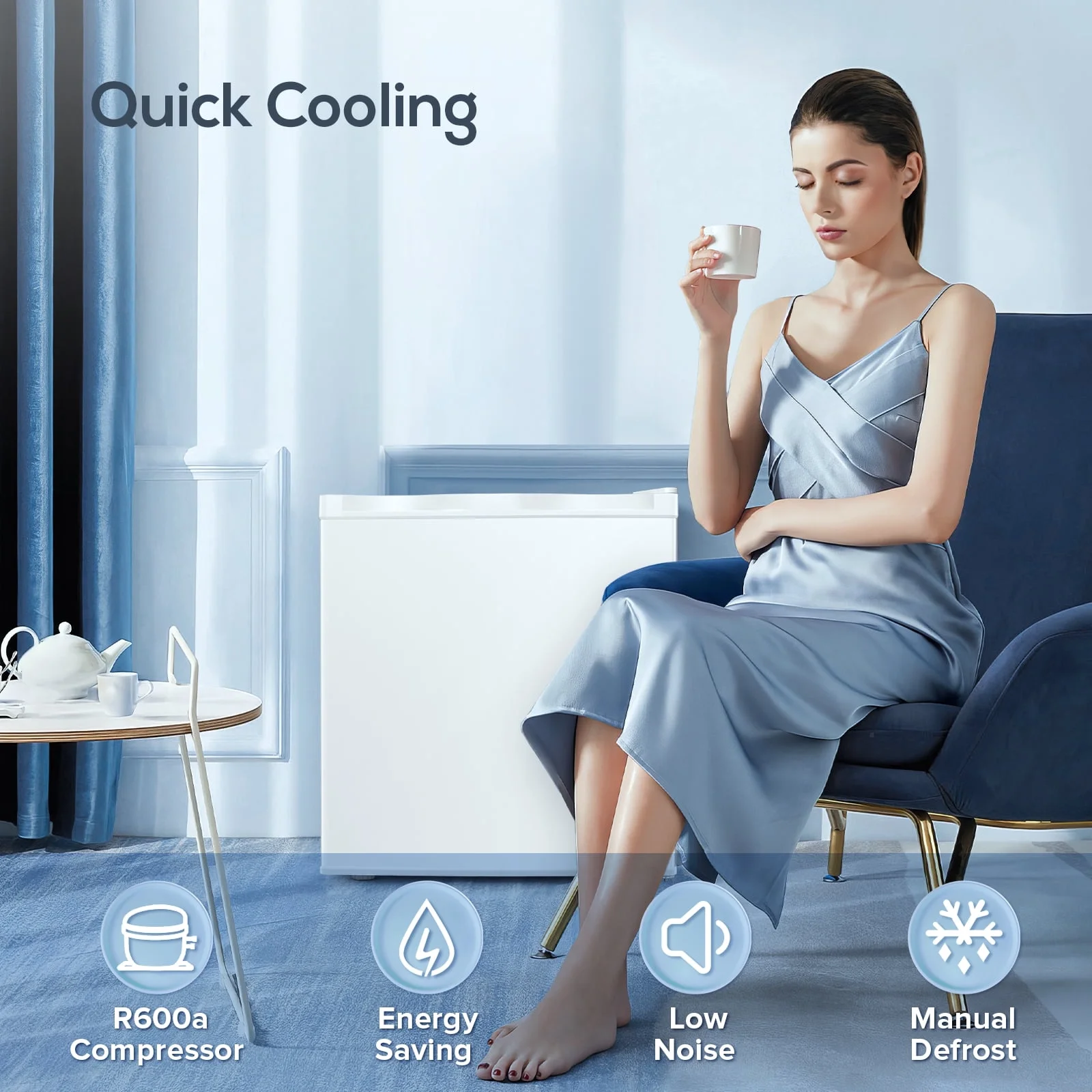 KNDKO Upright Freezer, 1.2cu.ft Mini Freezer with Adjustable Thermostat & Removable Shelves, Stand Up Freezer for Home/Office/Dorm, White