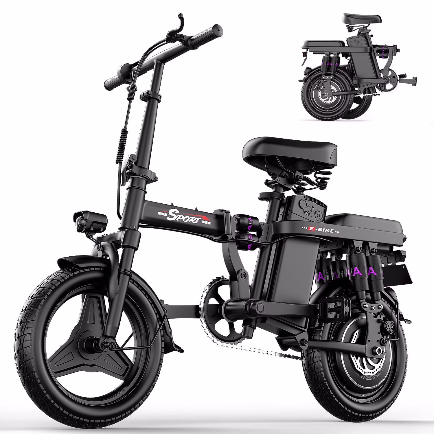 AZHAR 1200W Foldable Electric Bike for Adults, 48V 15Ah Removable Battery, 14