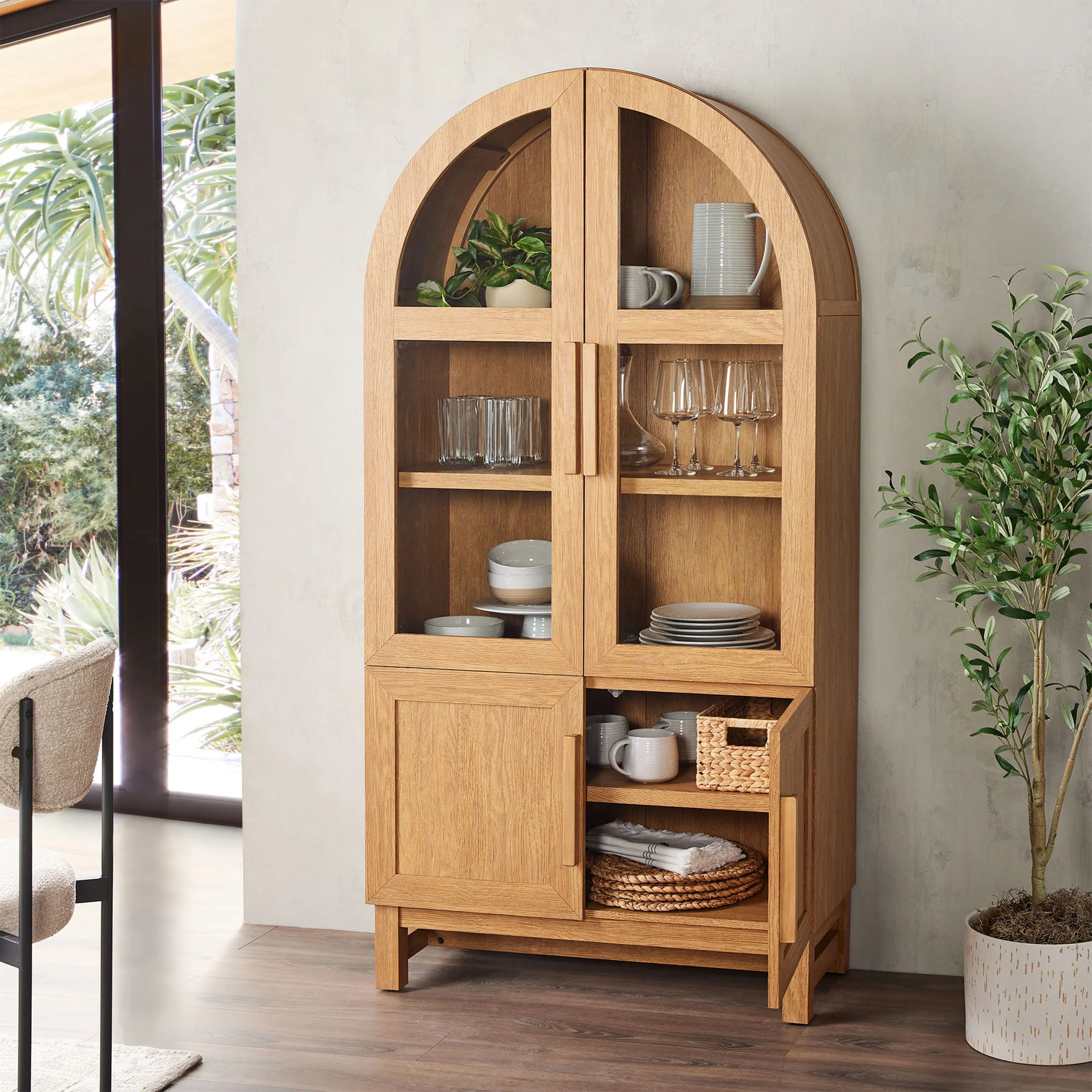 Better Homes & Gardens Juliet Kitchen Rounded Arch Cabinet, Rich Black