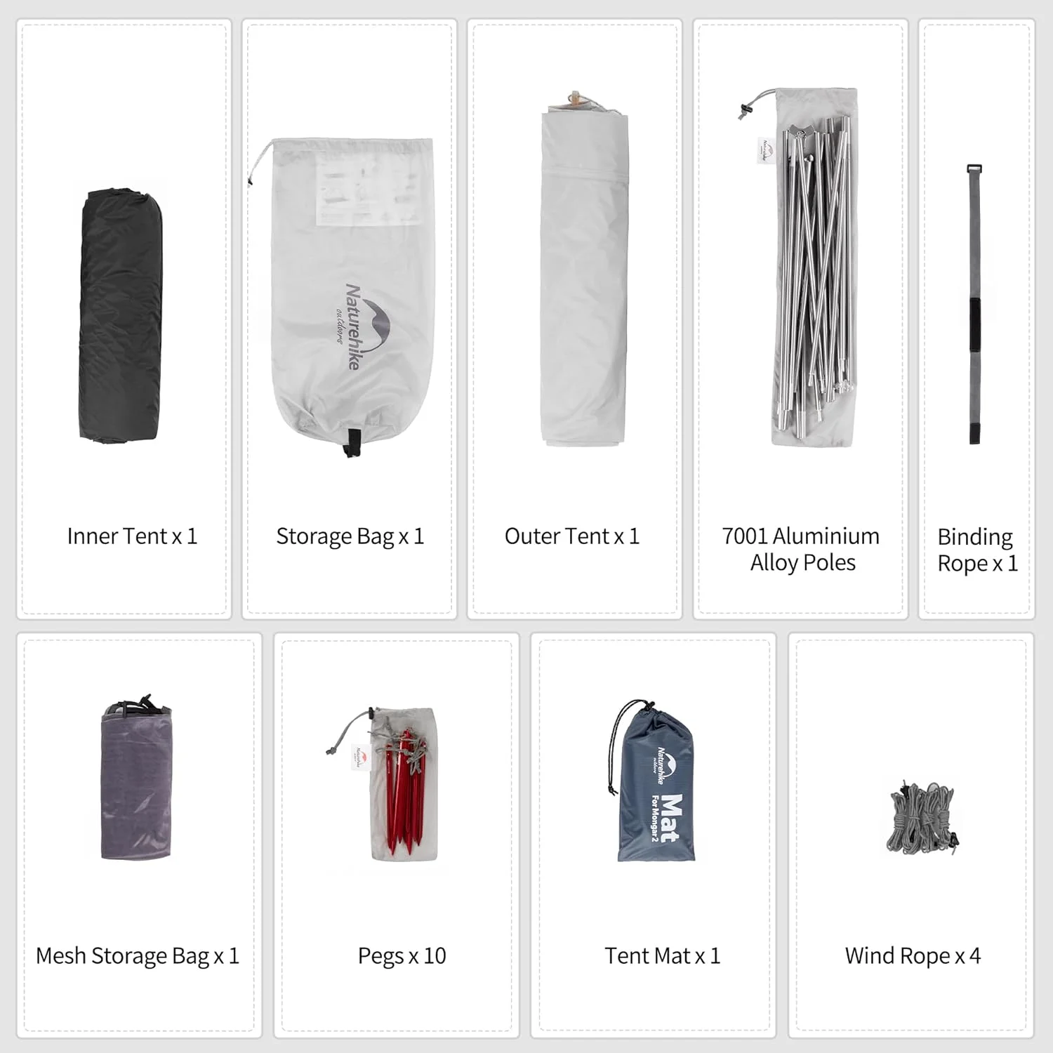 Naturehike Mongar Backpacking Camping Tent 2 Person Lightweight Waterproof with Footprint