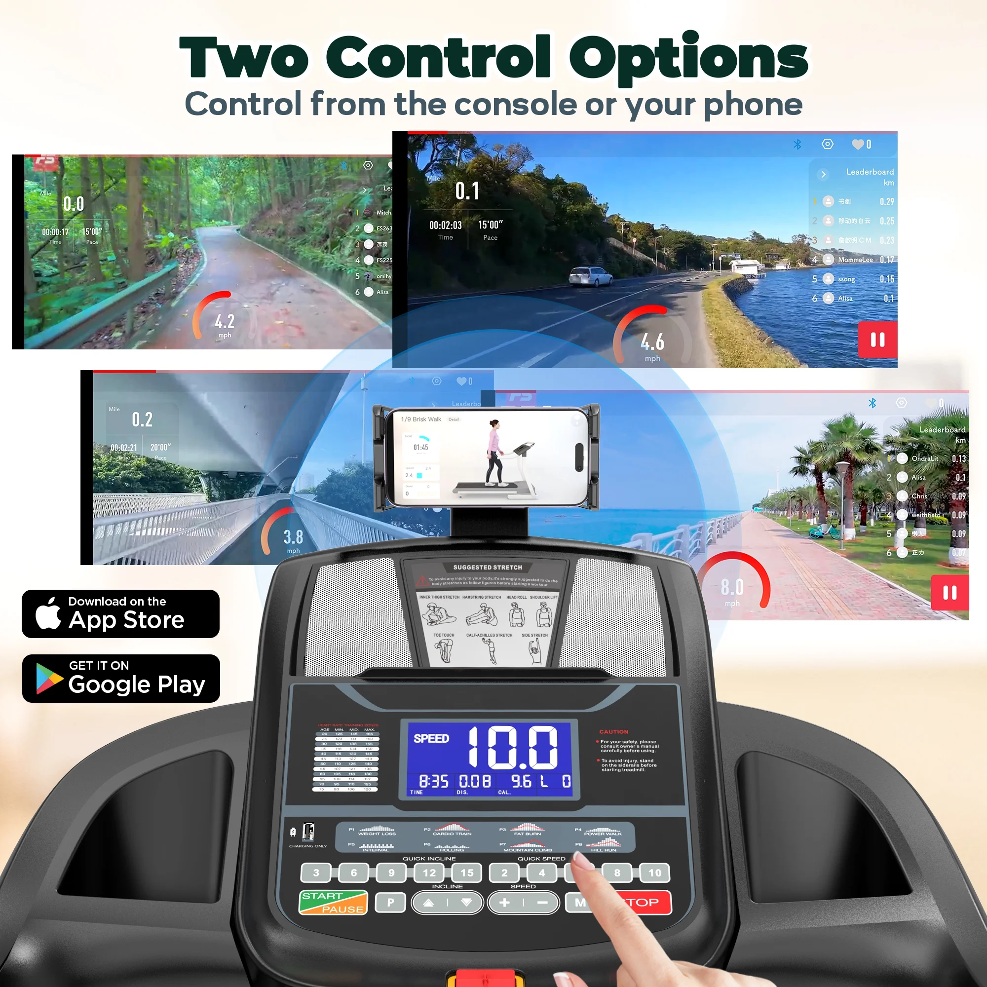 Treadmills for Home, 4.75HP Quiet Brushless Folding Treadmill with Auto Incline, Dual Cushion System,Treadmill 300lb Capacity w/Holder for Cup & Phone, 64+3+3+1 Programs, Knee Gift