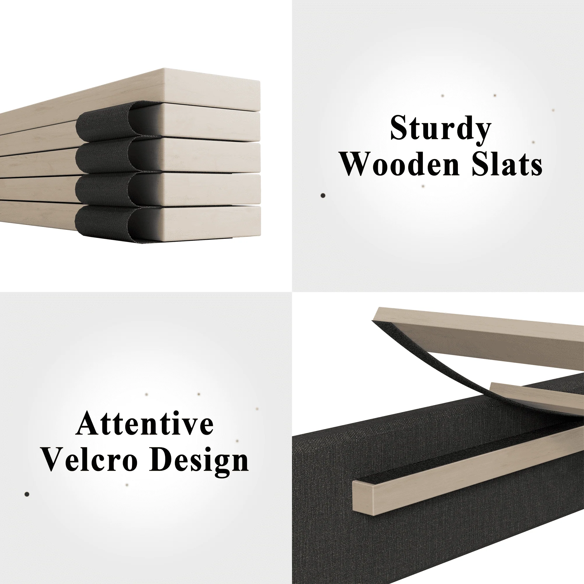 Lifezone Queen Size Dark Gray Upholstered Bed with Adjustable Headboard, Fabric Platform Bed Frame