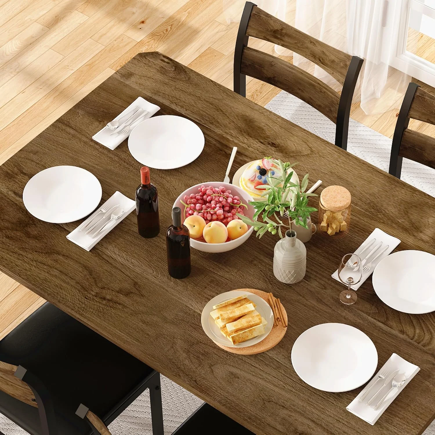 LinkRomat Dining Table Set for 4, 43.3