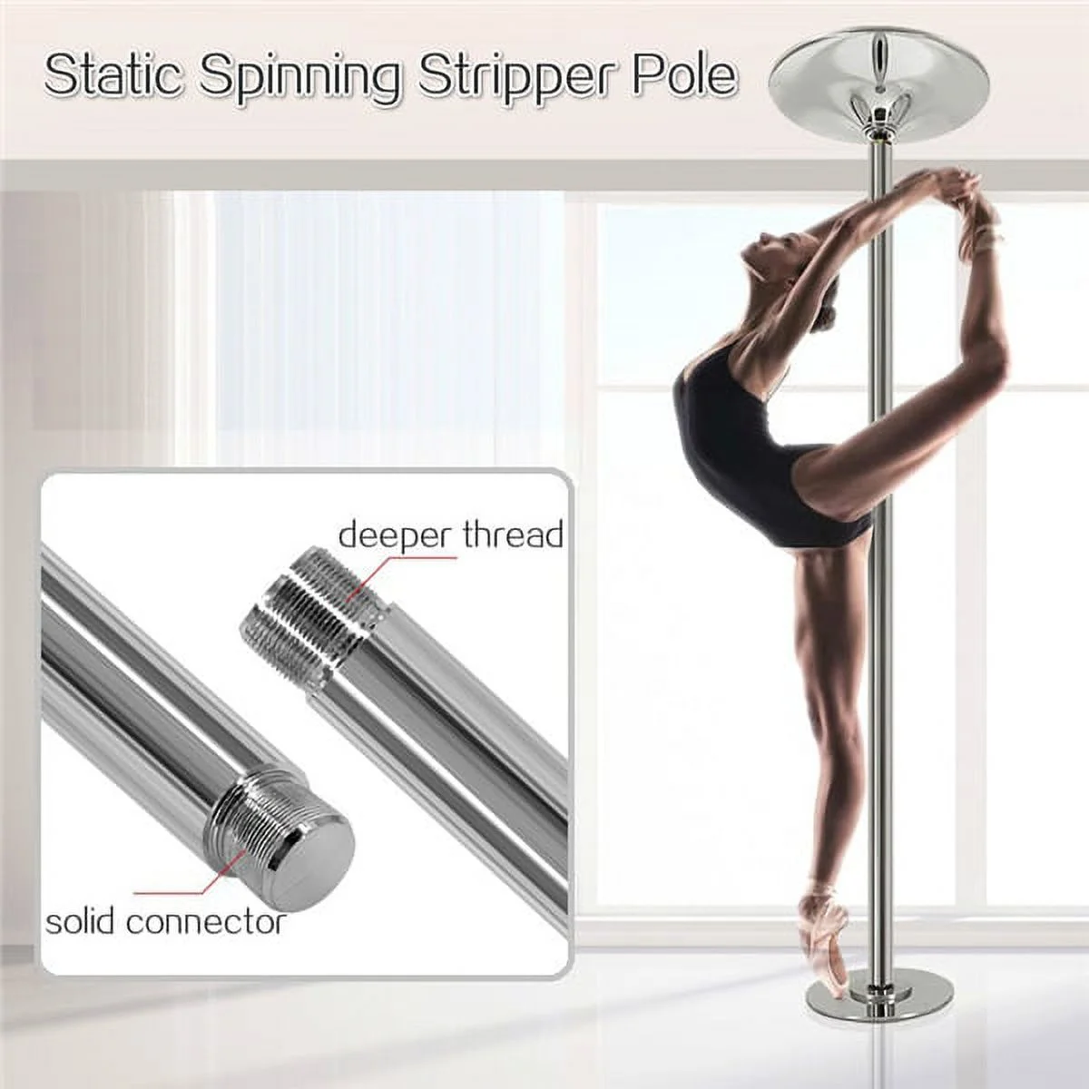 Adjustable Dance Pole Portable Stripper Pole Static Spinning Exercise Fitness,Silver