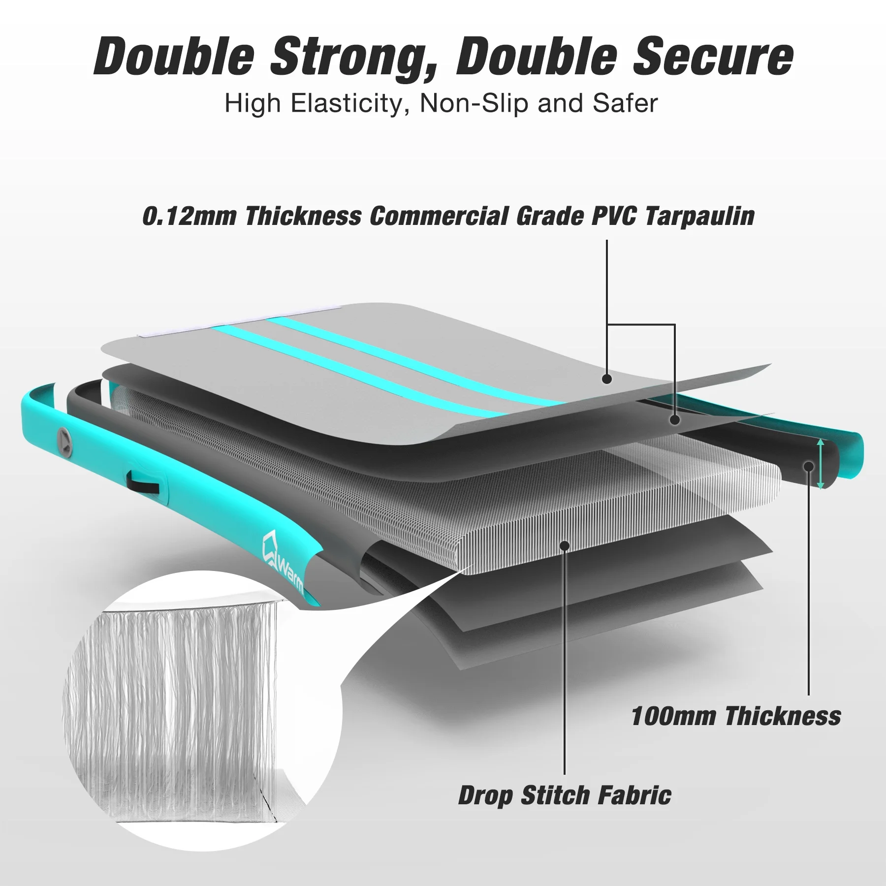 WARMOUNTS Tumbling Mat, 10 ft Inflatable Air Gymnastics Training Mats w/ Electric Pump, 4'' Thick Tumble Track for Home, Gym, Cheerleading, Water, Outdoor