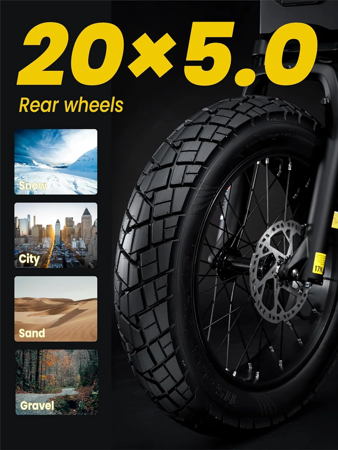 MACFOX X7 Adult Electric Bike, 750W E-Bike, 25 MPH, 48V 13Ah removable battery, 35-mile range, hydraulic brakes, upgraded 20x5.0 wide rear tire.