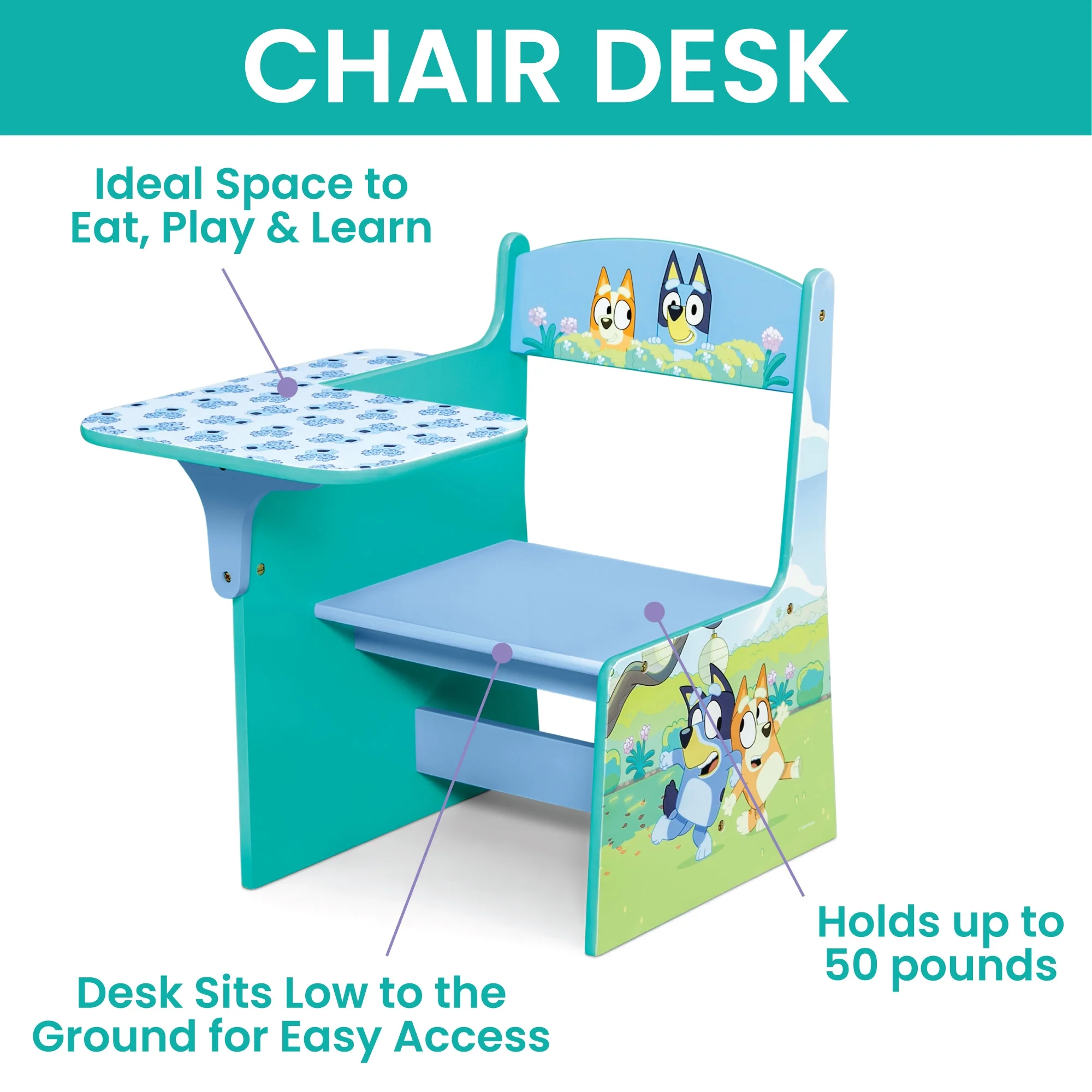 Bluey 3-Piece Toddler Bedroom Set by Delta Children, Blue