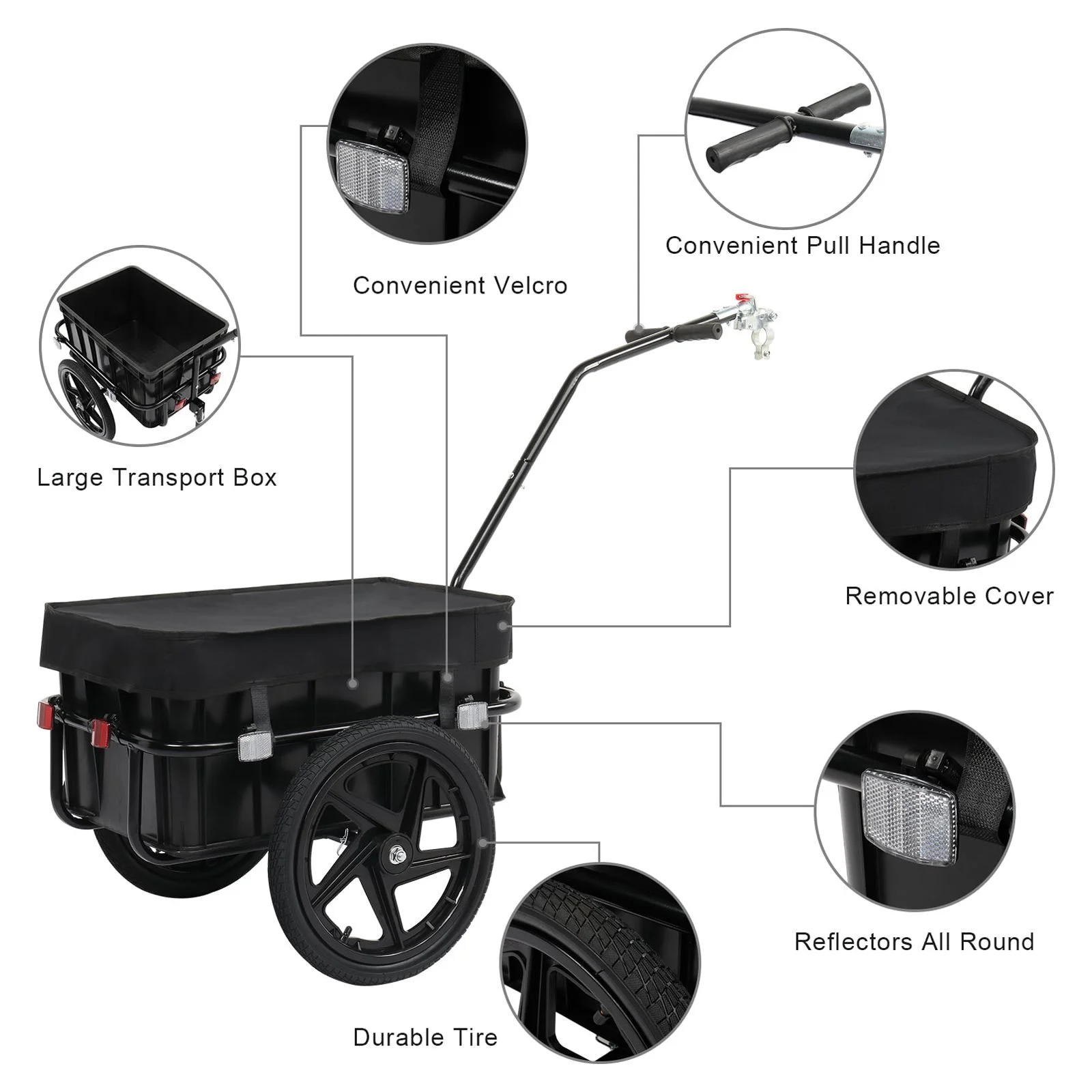 PEXMOR Bike Cargo Trailer, Bicycle Wagon Trailer W/Universal Coupler & Waterproof Cover