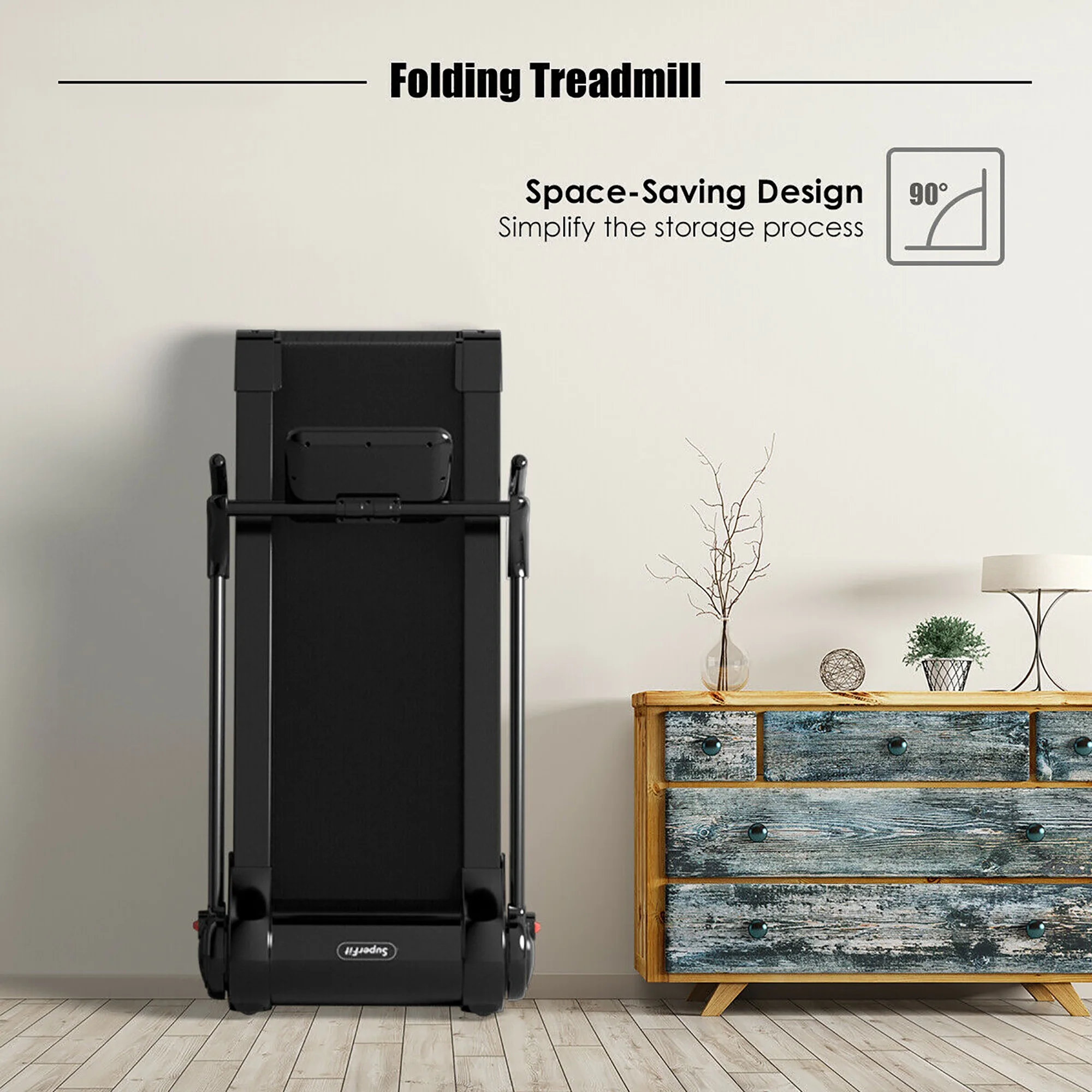 SuperFit 2.25HP Folding Electric Motorized Treadmill With Speaker