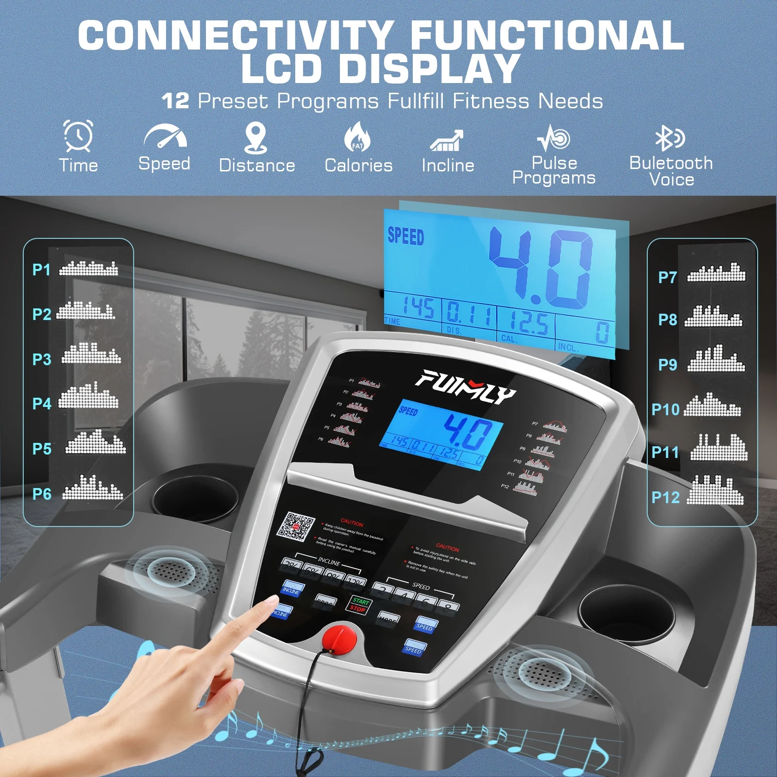 ANCHEER Folding Treadmill with 15% Auto Incline,3.25HP Ultra-silent Motor, Speed Range of 0.6~10MPH,300lb Capacity, APP & Bluetooth Speakers,Treadmills for Home Running and Walking