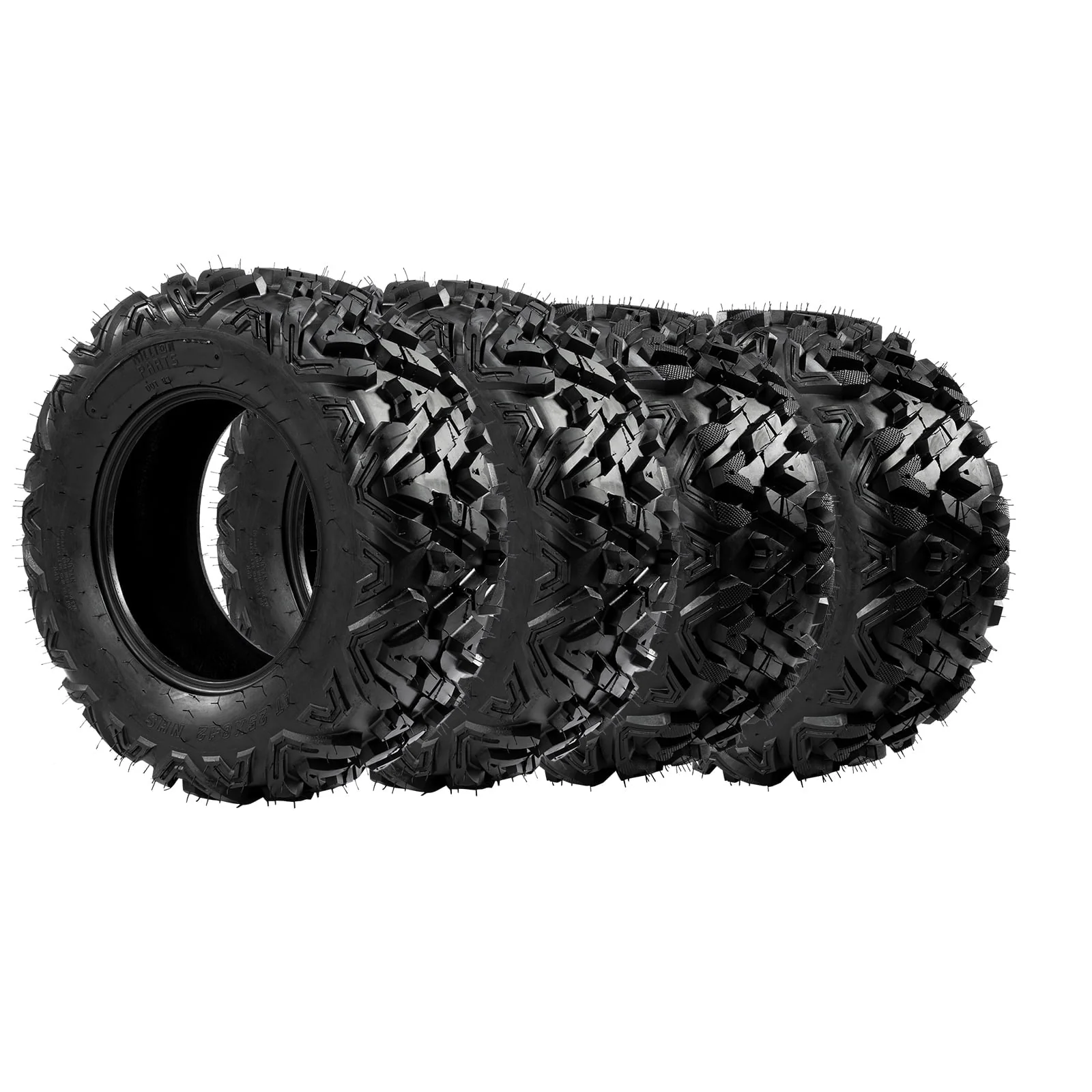 Ktaxon Set of 4 6PR All Terrain ATV UTV Tires, 25x8-12 Front & 25x10-12 Rear, Tubeless