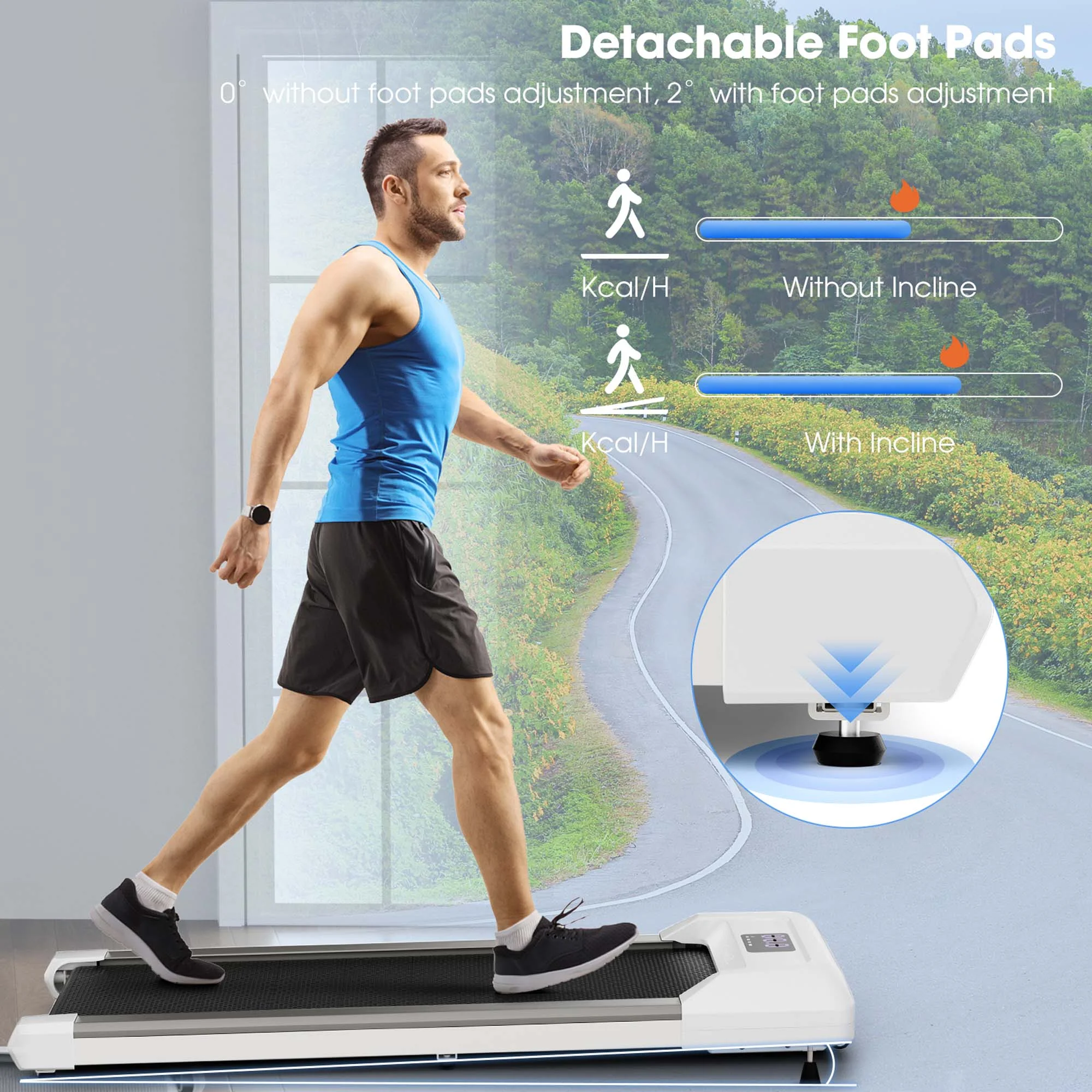 SuperFit 0.6-3.8MPH Walking Pad Under Desk Treadmill with Remote Control and LED Display Black