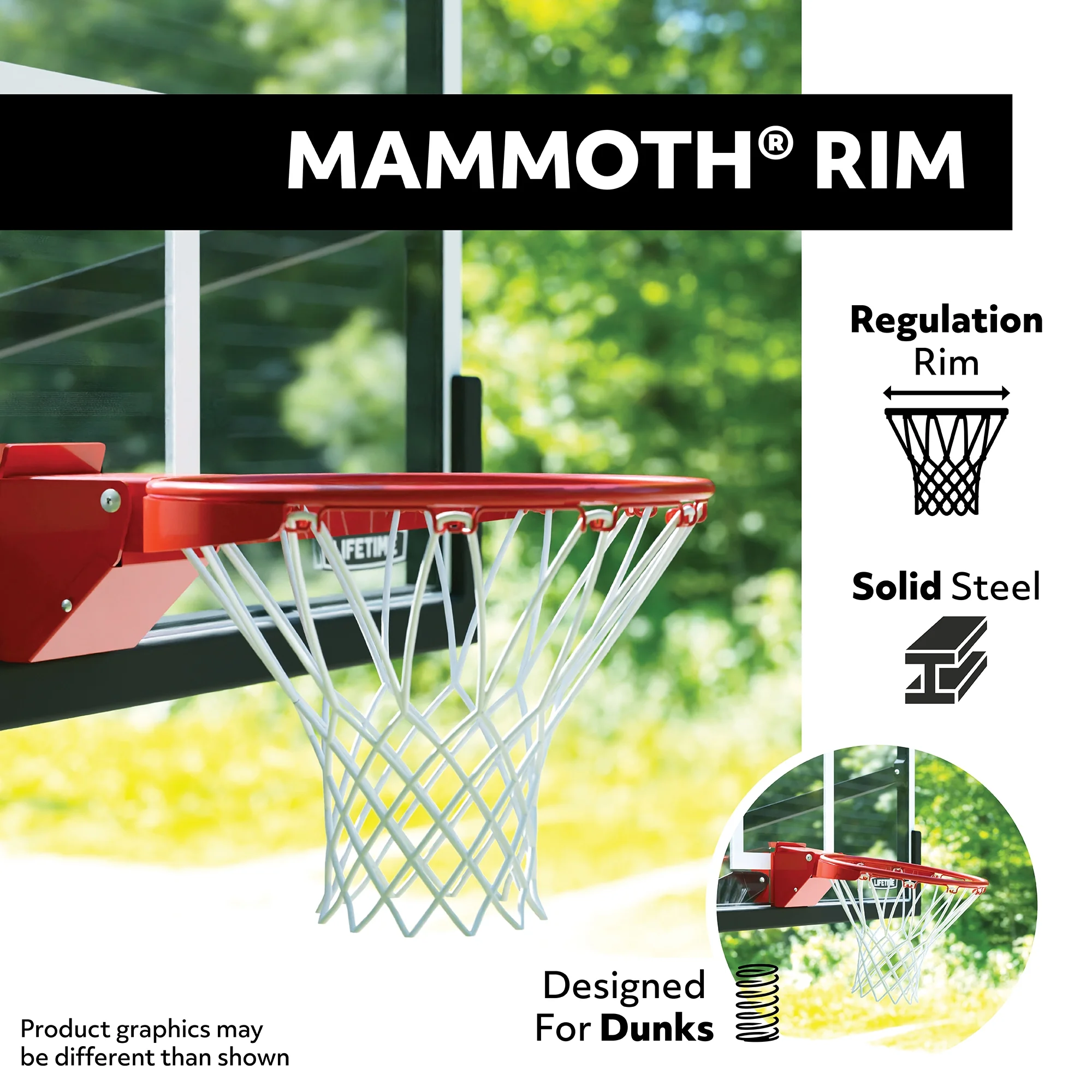 Lifetime 72-Inch Mammoth Bolt Down Basketball Hoop with Mammoth Lift Adjustment & Spring Flex Rim - Model 90964-Outdoor Play
