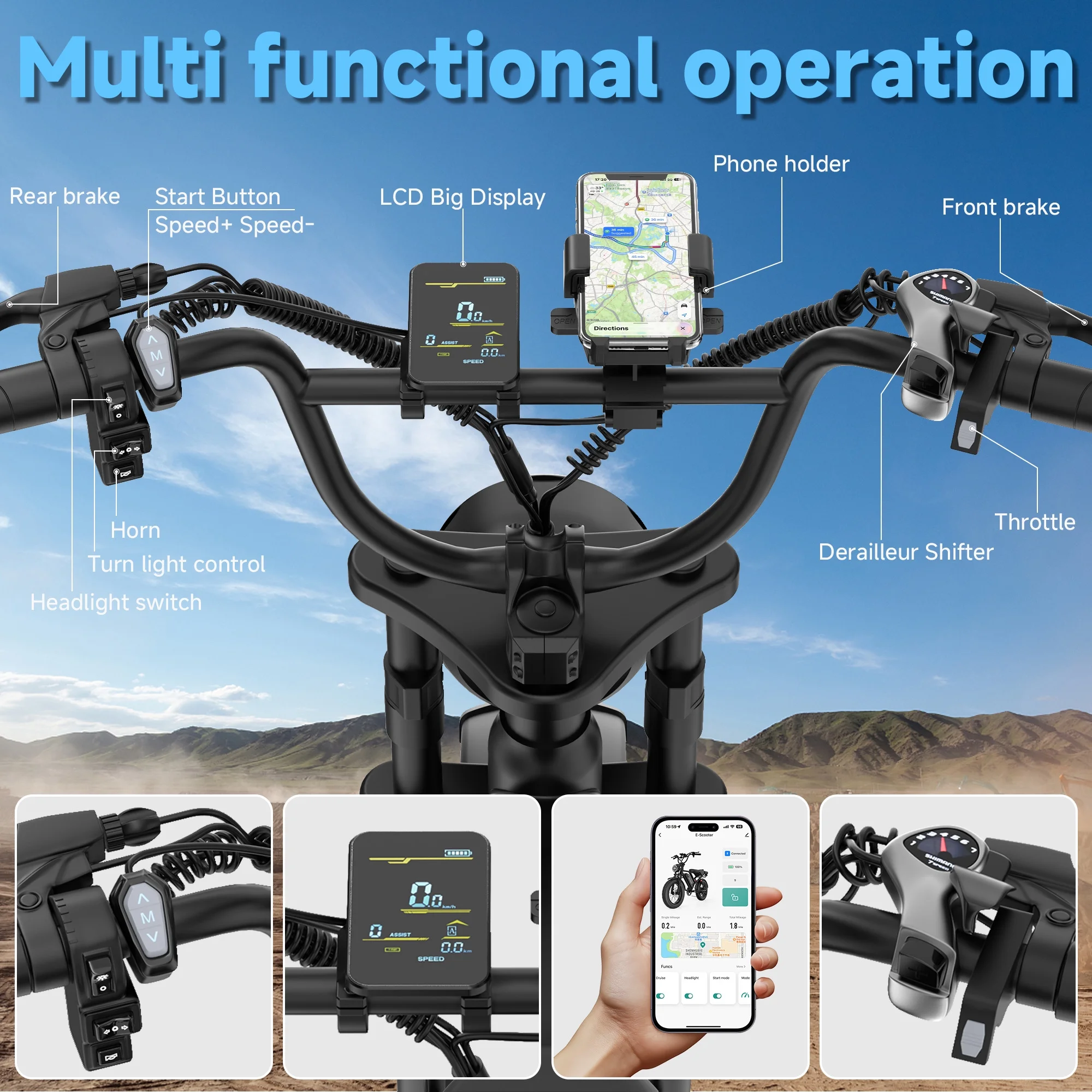 AOVOPRO AP20 Electric Bike for Adults 20 X 4.0 Fat Tire, 750W Off-Road E Bike, E-Mountain Bike 48V 15.6AH UL2849