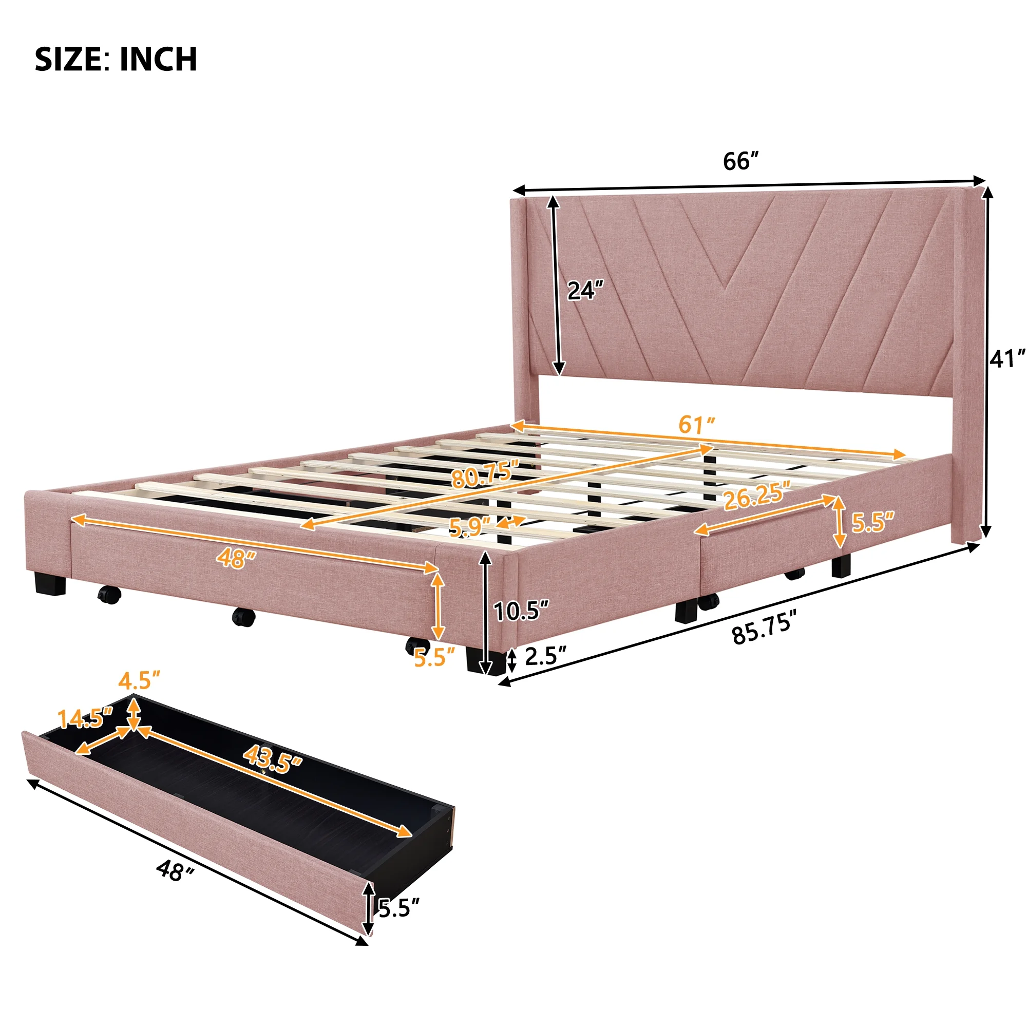 Sesslife Queen Bed Frame with Storage, New Upgraded Linen Upholstered Platform Bed with 3 Drawers, Queen Size Storage Bed with Headboard and Wooden Slats, No Box Spring Needed, Holds 500lbs, Beige