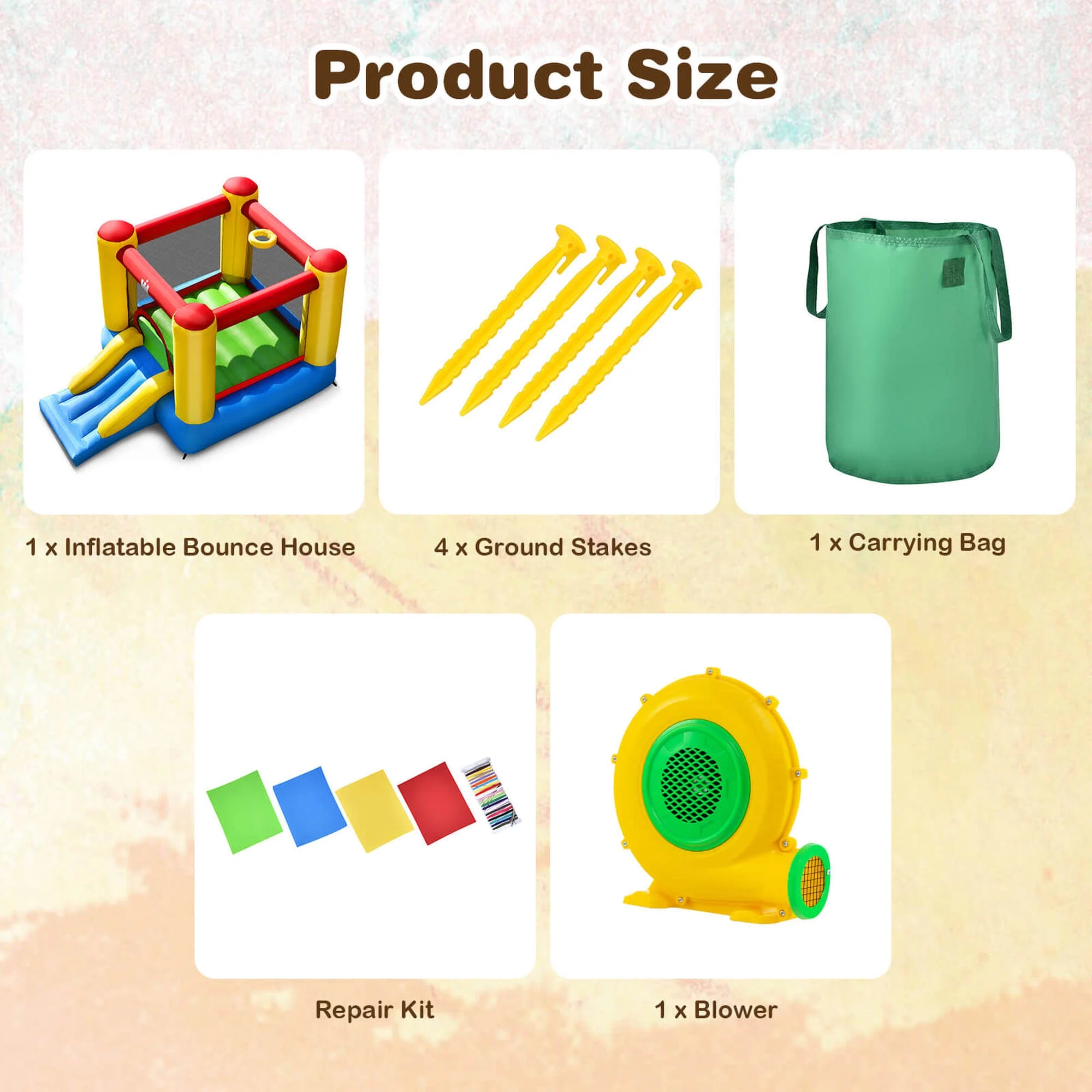 Costway Inflatable Bouncer Kids Bounce House Jumping Castle Slide with 480W Blower