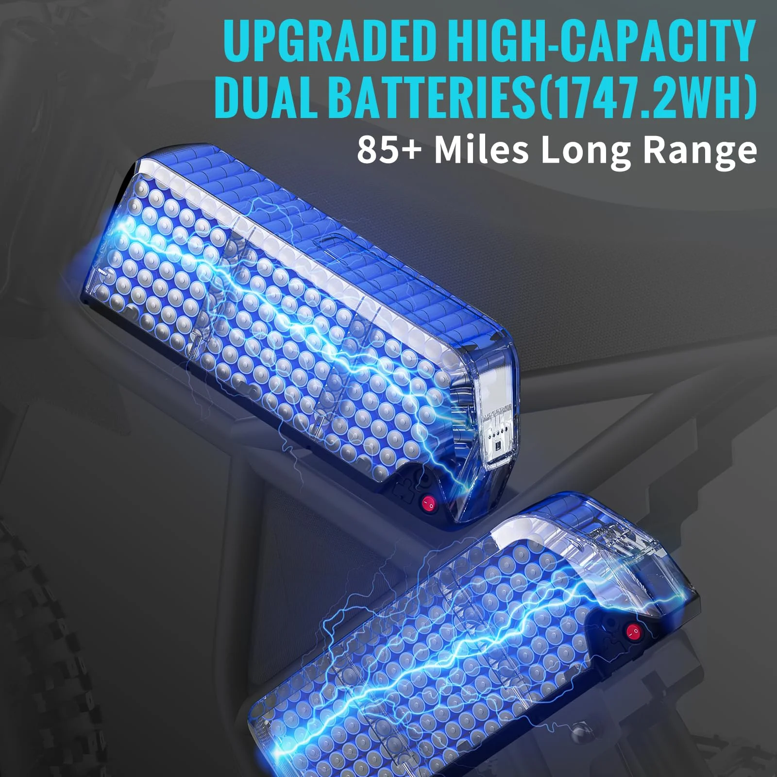 Riding'times GT73 Electric Dirt Bike for Adults, 37MPH 48V36.4AH 2400W 1747Wh Dual Battery Ebike, 85+ Miles Range,25