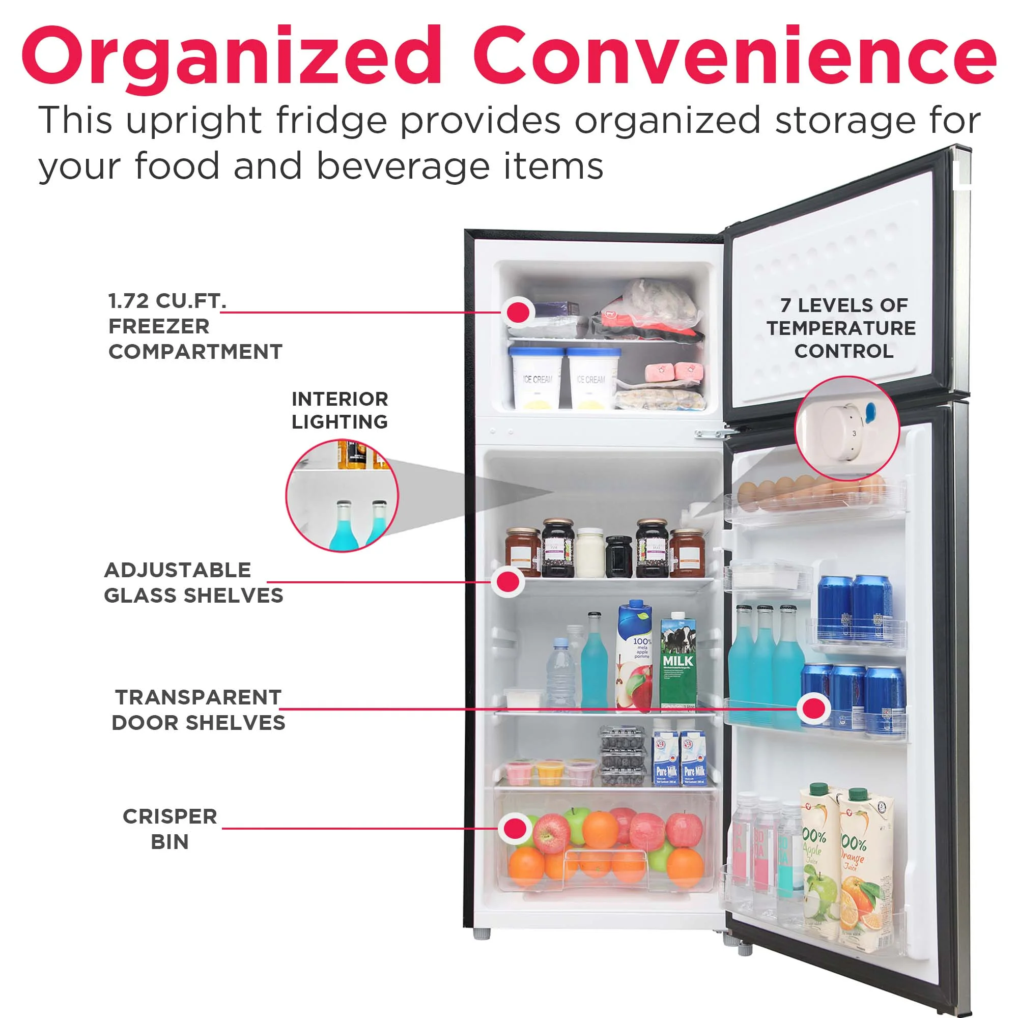 Frigidaire 21 in. 7.5 Cu. ft. Retro Refrigerator, Standard Door Style, Stainless Look - New