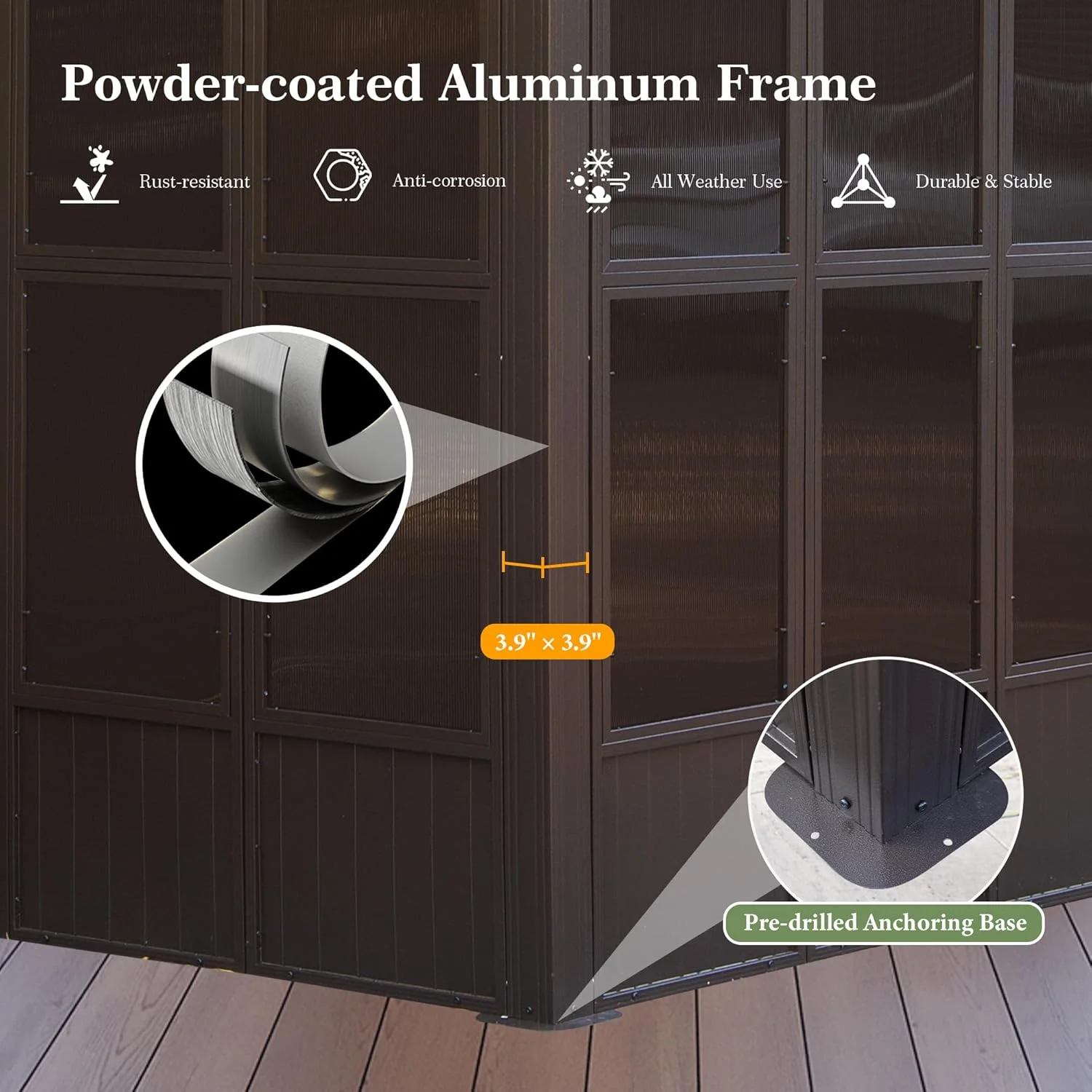 Domi Outdoor Living 10' x 12' Hardtop Lean-to Gazebo, Wall-Mounted with Galvanized Steel Roof Wall Pergola with Aluminum Frame, Curtains and Netting, for Patio, Deck, Garden, Backyard