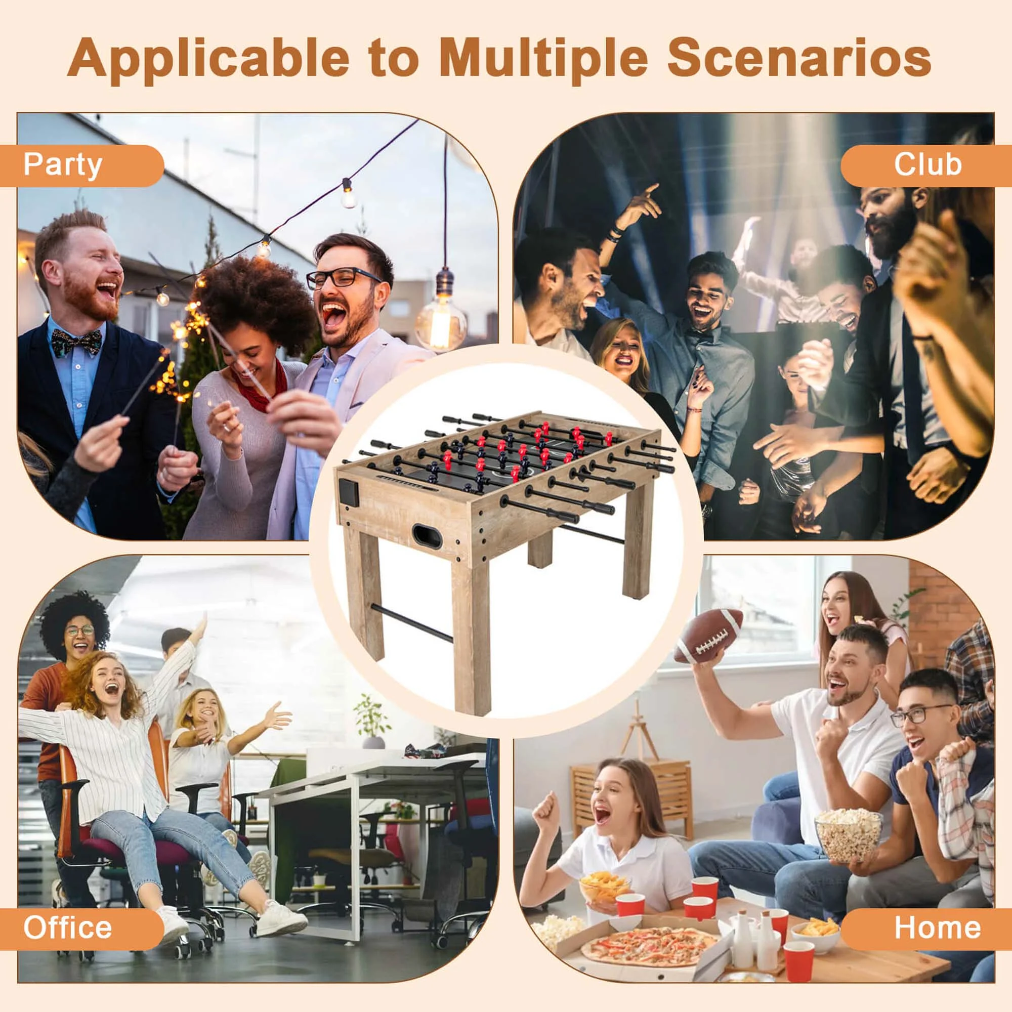 Costway 54 Inches Full Size Foosball Table with Legs 2 Balls & 2 Foldable Cup Holders