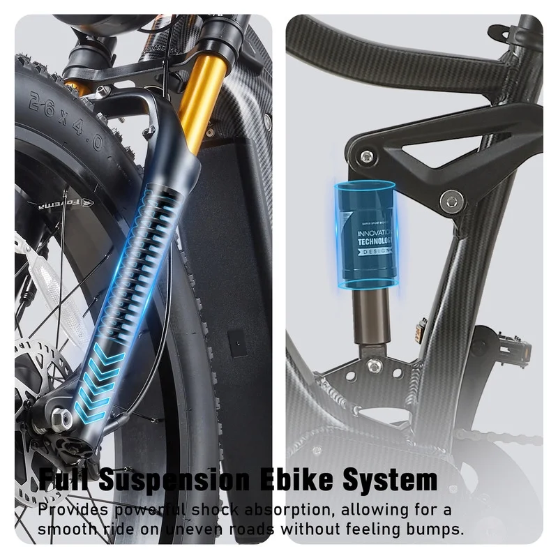 Dual Motors AWD 2000W Electric Bike for Adult 26'', UL2849 48V 30AH Removable Battery E-mountain bike 4.0 Fat Tire up to 35MPH&120Miles Long Range Off-road Ebike Beach Dual Hydraulic&Brakes E-Bicycle