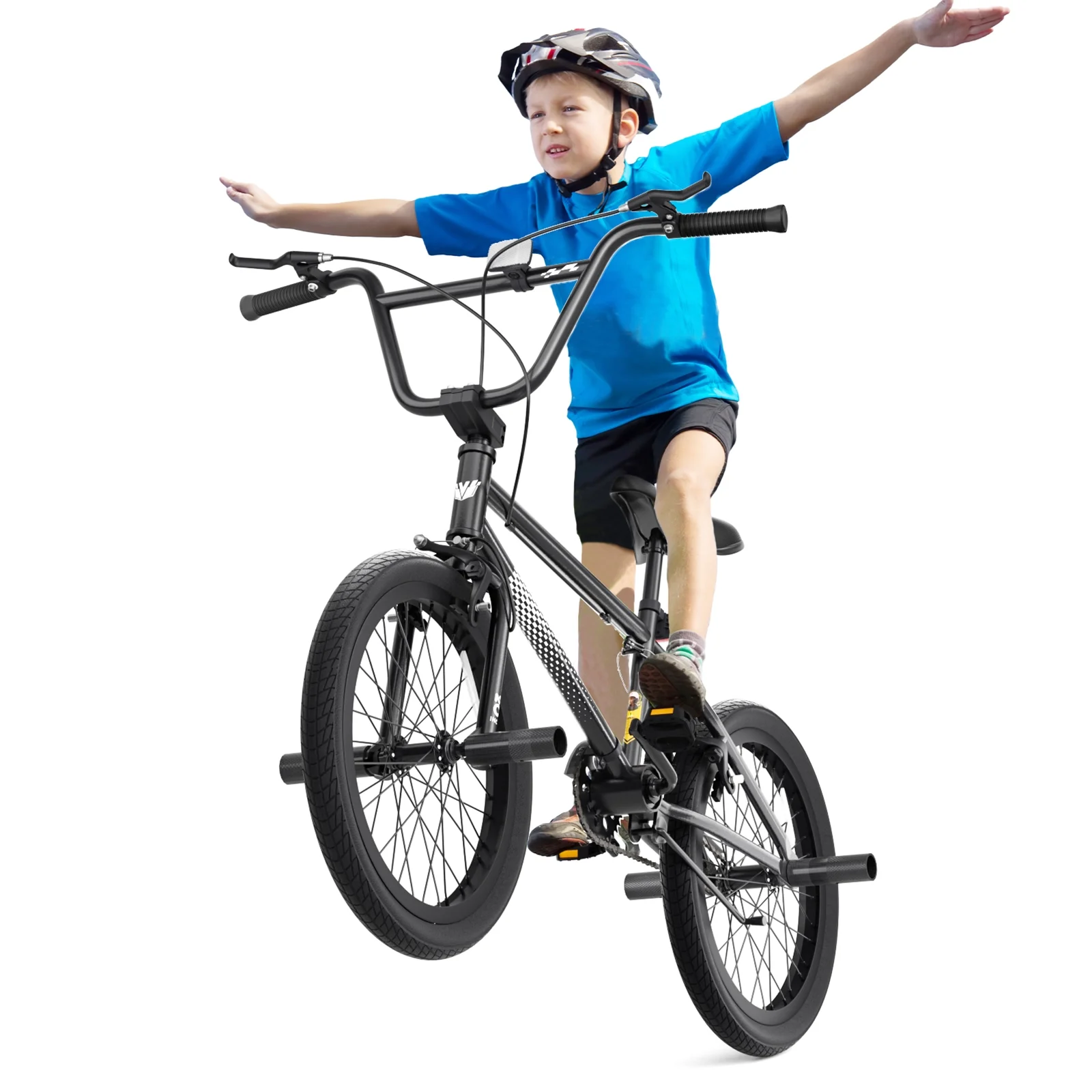 GLAF Freestyle Kids BMX Bike, 20 inch Black Trick Bicycle for Teen and Adults, Carbon Steel Frame Bikes, Ideal for Beginner to Advanced Riders