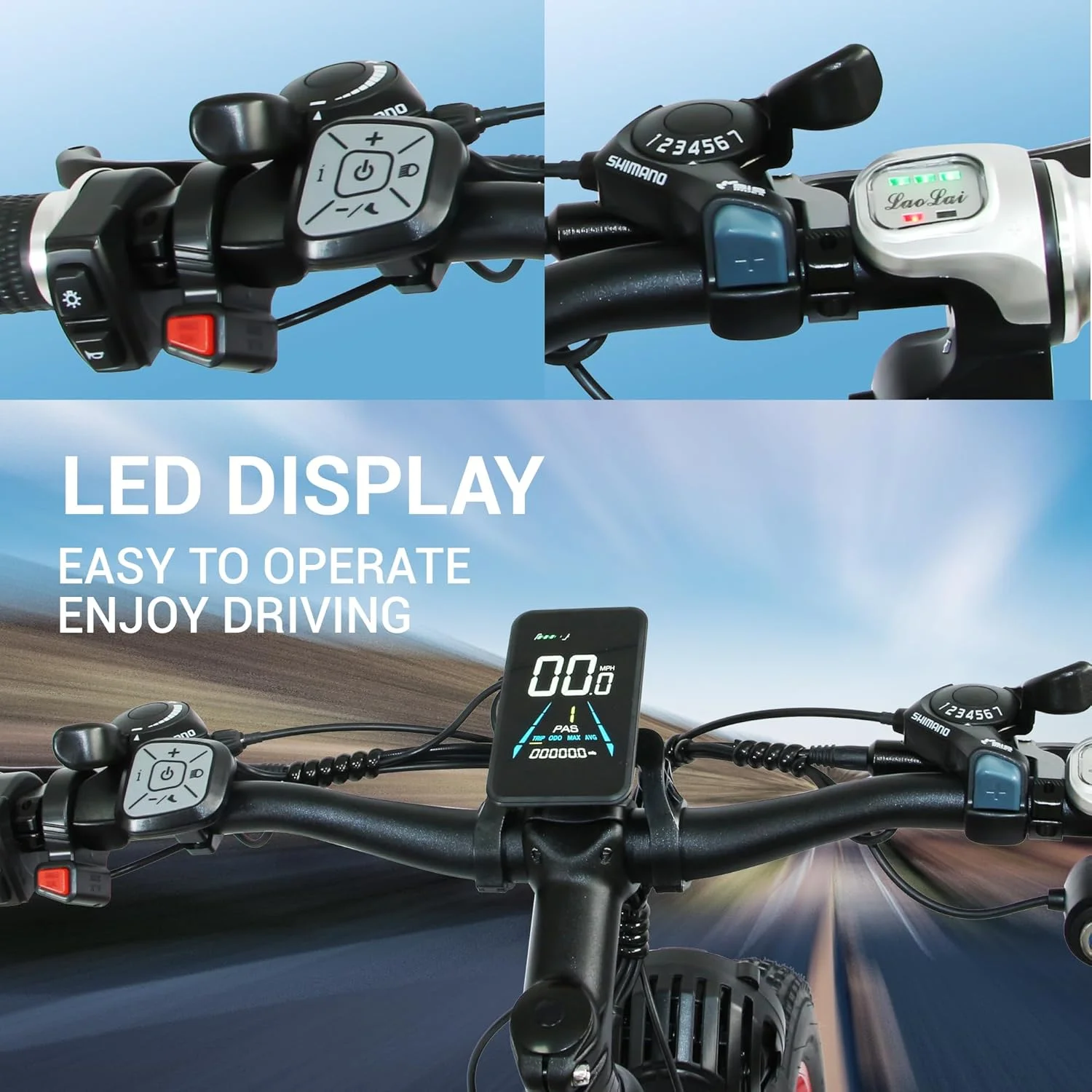 3000W Peak Dual Motor Ebike, 52V 30AH Battery Electric Bike for Adults, 7-Speed 40MPH AWD Ebike Mountain Snow E-Bike with 26