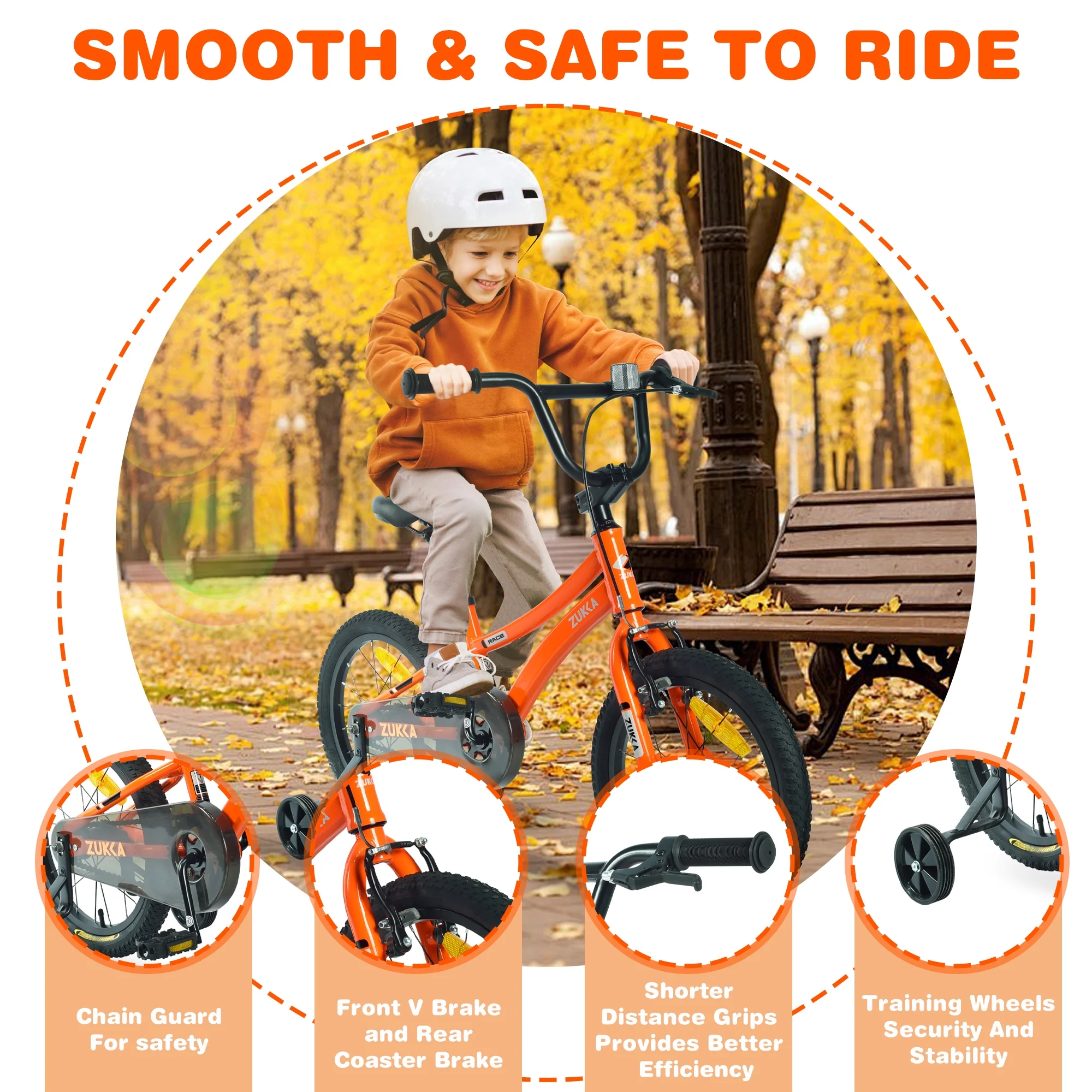 16 Inch Kids Bike for Boys Age 4-7 Years, Kids' Bicycles with Training Wheels and Steel Frame, 85% Assembled, Red