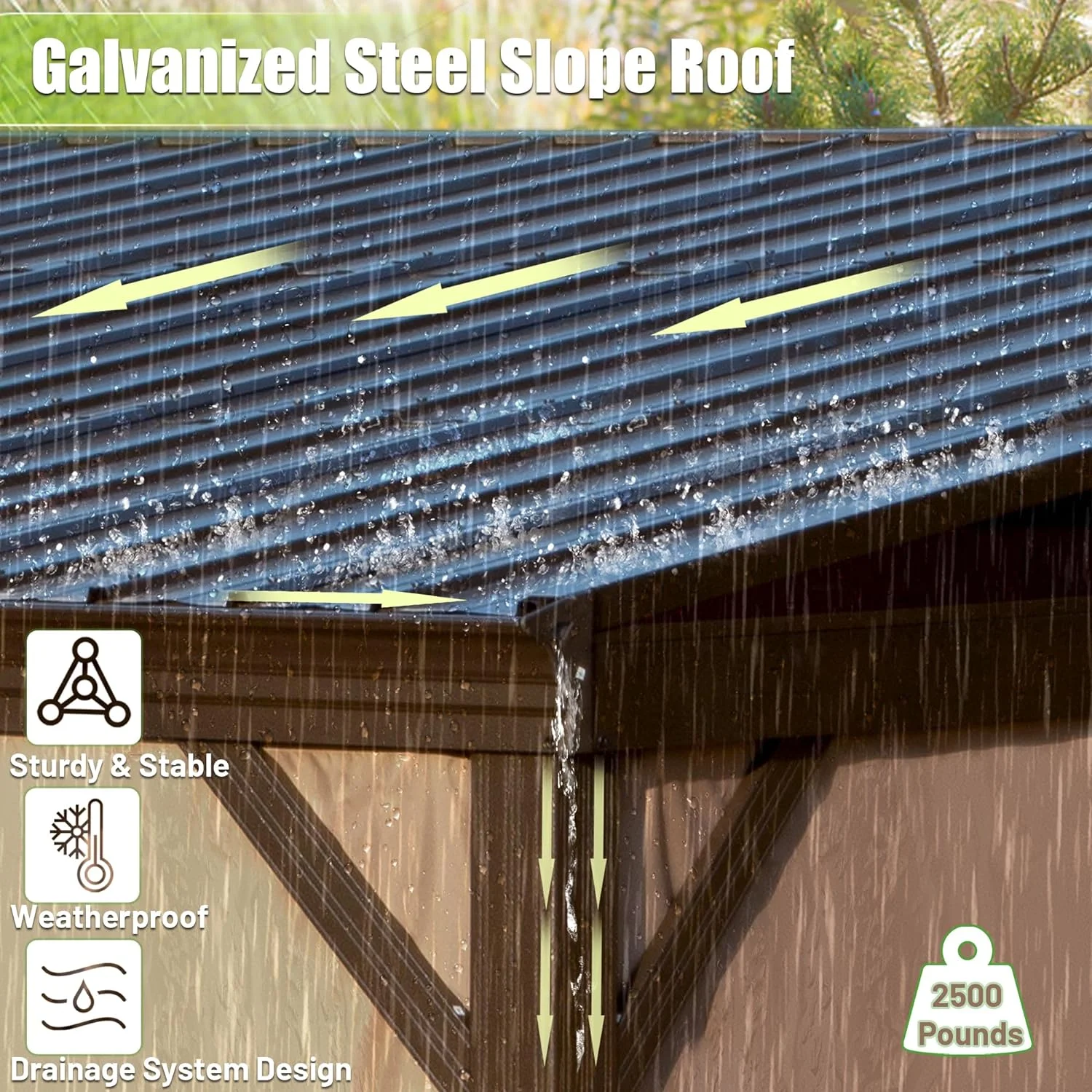 Domi Outdoor Living 10' x 12' Hardtop Lean-to Gazebo, Wall-Mounted with Galvanized Steel Roof Wall Pergola with Aluminum Frame, Curtains and Netting, for Patio, Deck, Garden, Backyard