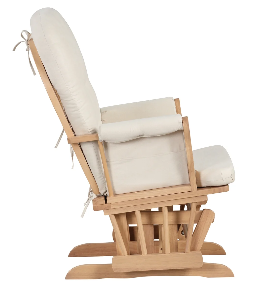 Angel Line Windsor Glider and Ottoman, Natural Finish with Gray Cushions