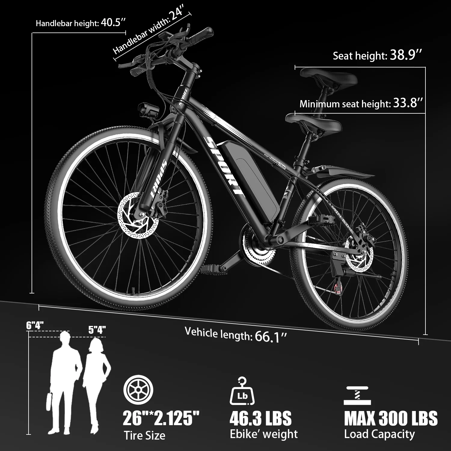 Electric Bike for Adults 26�� 750W E-Mountain Bike 48V 10AH UL2849,Lockable Suspension Fork Free car lock,Unisex