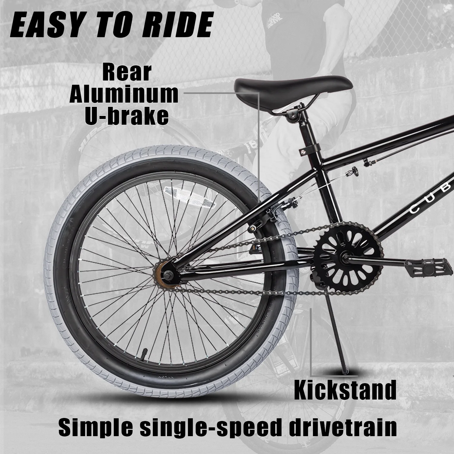 cubsala 20 in Freestyle BMX Kids Bike for Age 6-14 Years Old Boys Girls , Black & Green