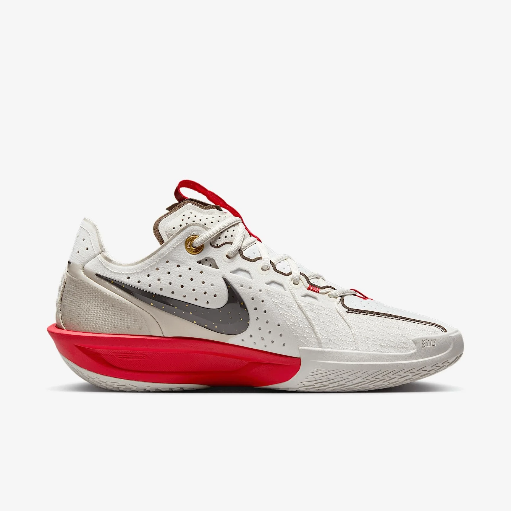 Nike G.T. Cut 3 Basketball Shoes DV2913-105, Sail/Light Khaki/University Red/Ironstone Size 13