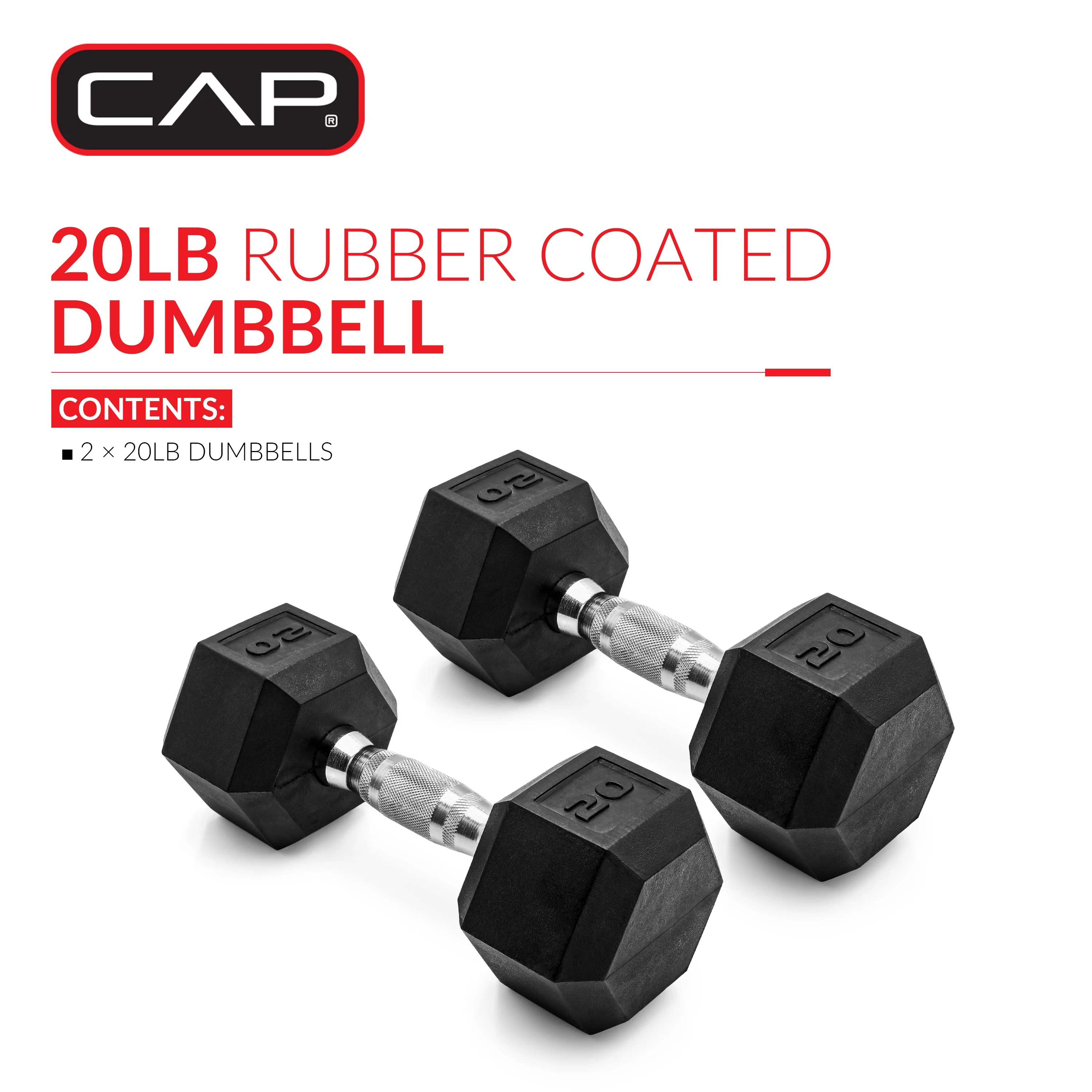 CAP 150lb Rubber Hex Dumbbell Set