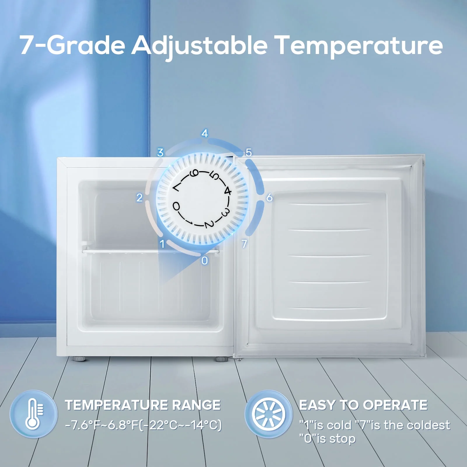 KNDKO Upright Freezer, 1.2cu.ft Mini Freezer with Adjustable Thermostat & Removable Shelves, Stand Up Freezer for Home/Office/Dorm, White