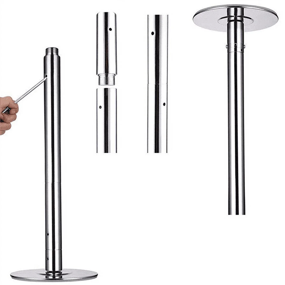 Adjustable Dance Pole Portable Stripper Pole Static Spinning Exercise Fitness,Silver