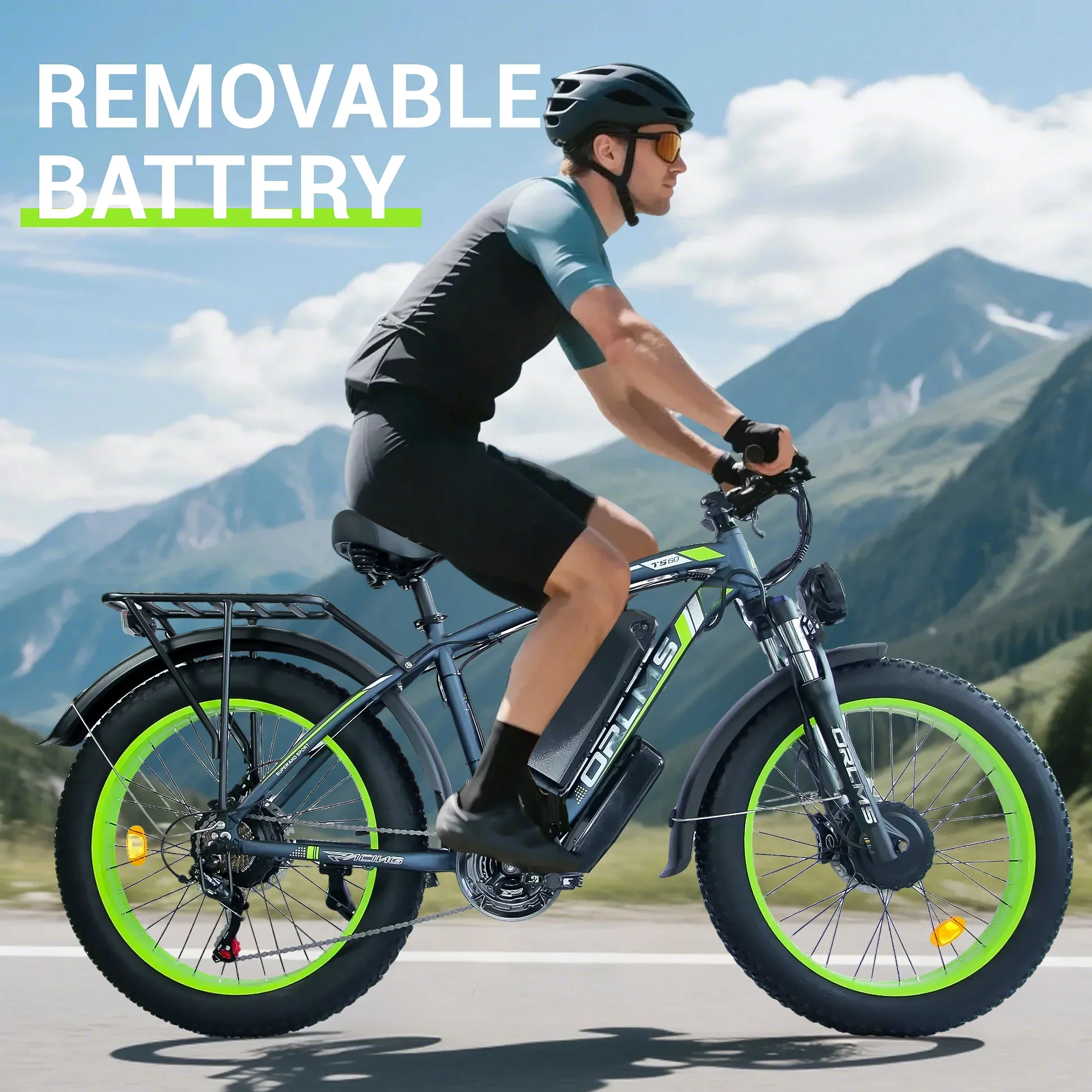5000W (Peak) Electric-Bike for Adults, 60V 25AH Battery Electric Motorcycle, Dual-Motor-Ebike 50MPH Ebike, 26*4.0 Fat Tire Electric-Bicycle, AWD 21-Speed Mountain Bike for All-Road UL 2849