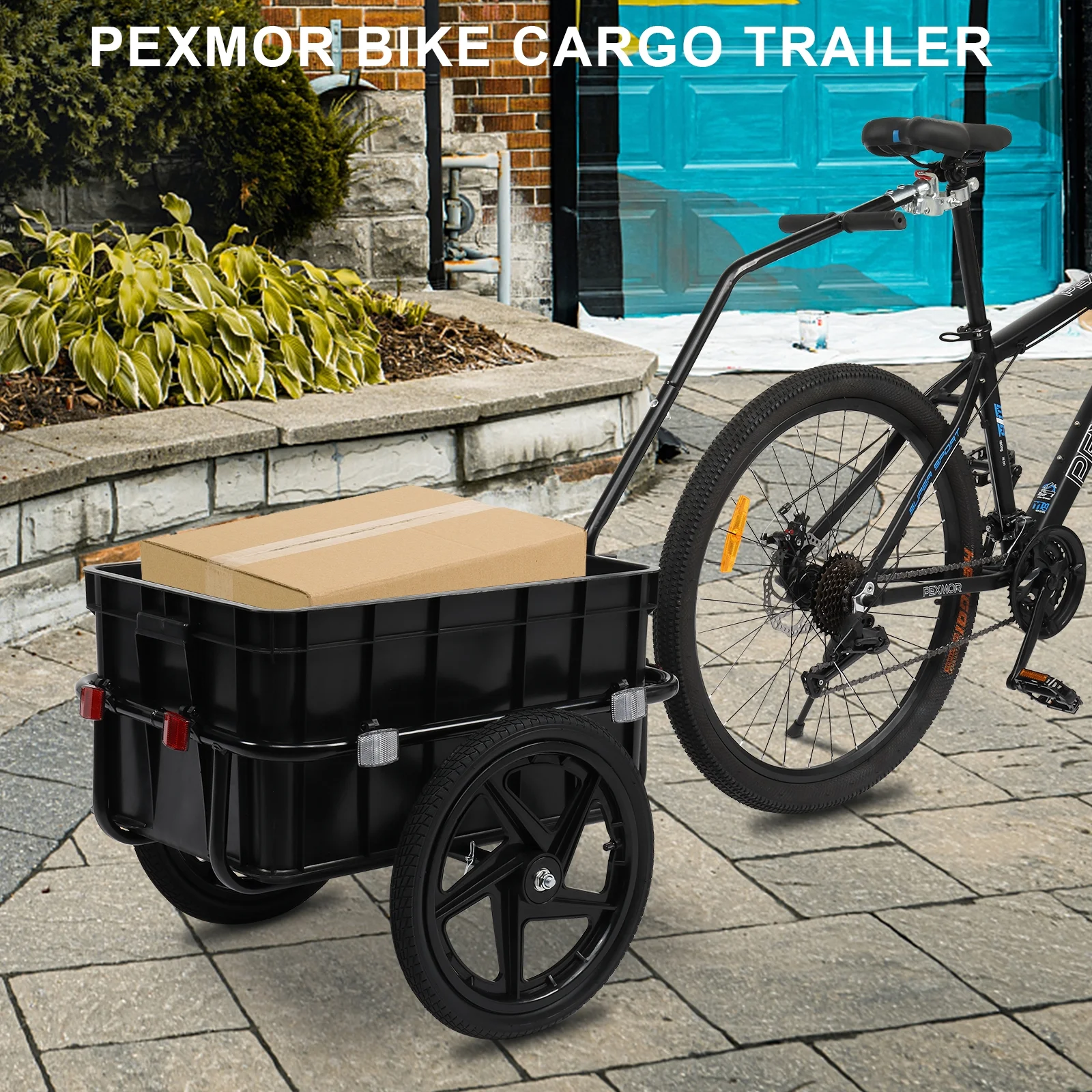 PEXMOR Bike Cargo Trailer, Bicycle Wagon Trailer W/Universal Coupler & Waterproof Cover