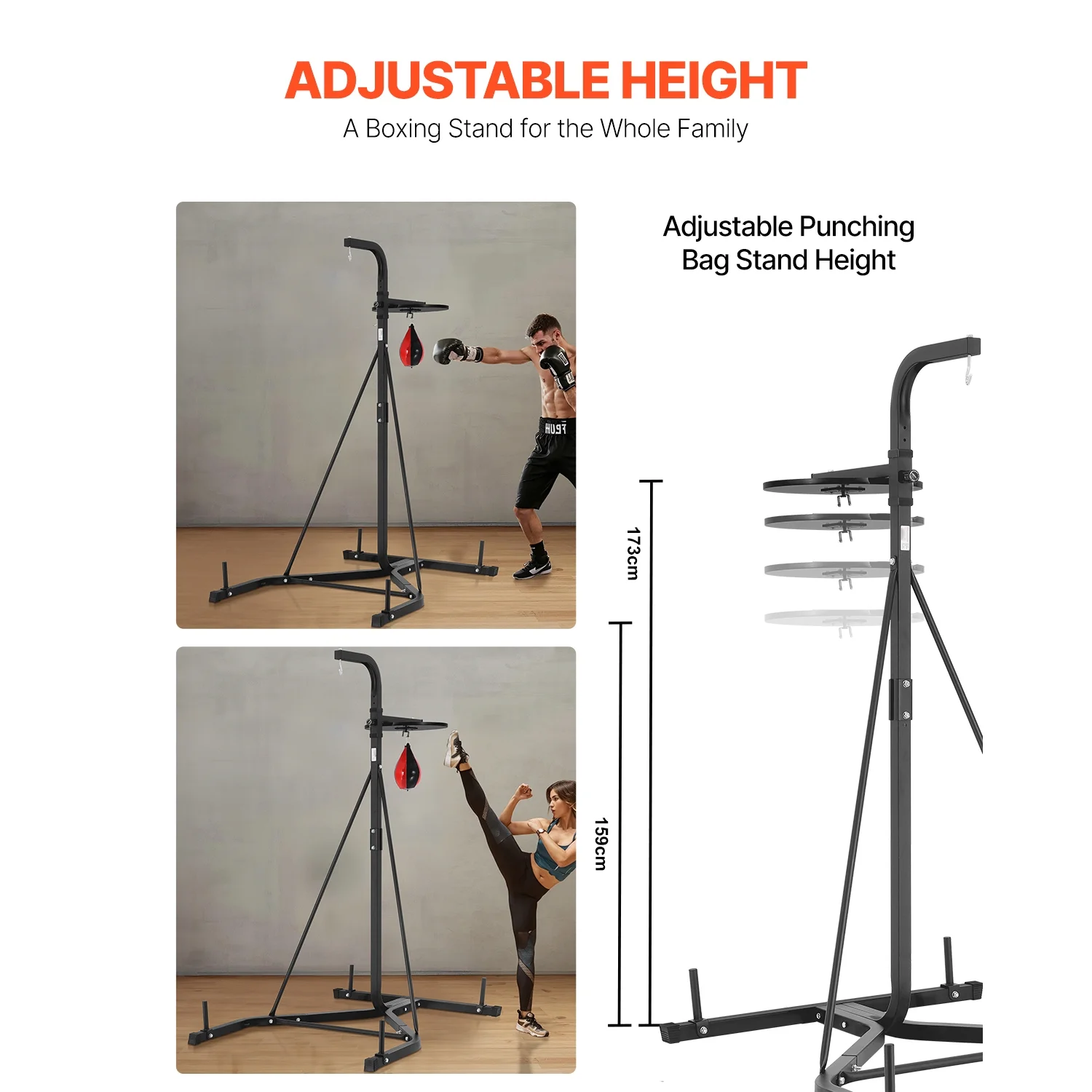 KFFKFF Dual Function Punch Bag Stand, Robust Steel Exercise Gear, Modifiable Elevation for Boxing Bag and Speed Bag Stand, Independent Sandbag Frame, Can Support Up to 140 lbs