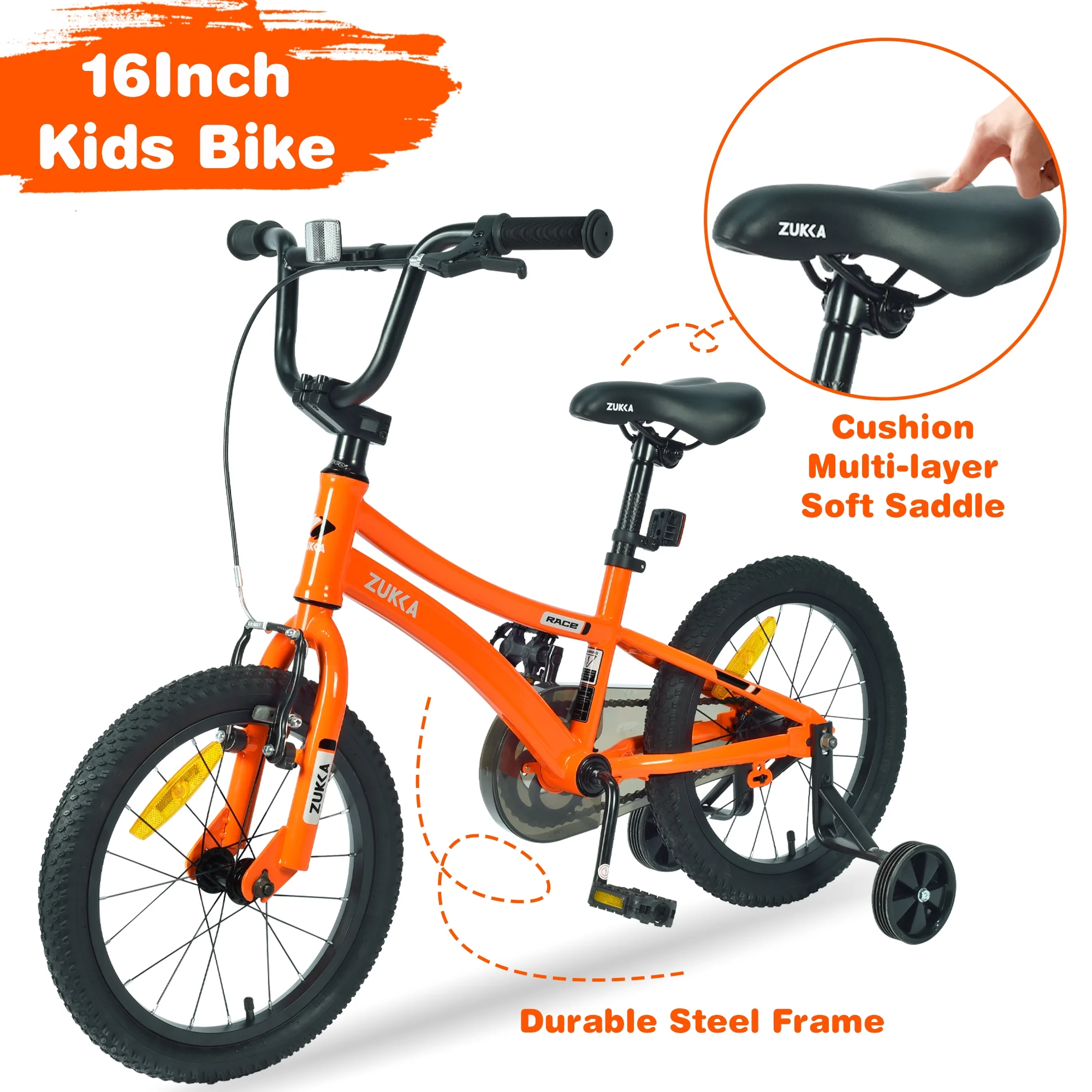 16 Inch Kids Bike for Boys Age 4-7 Years, Kids' Bicycles with Training Wheels and Steel Frame, 85% Assembled, Red