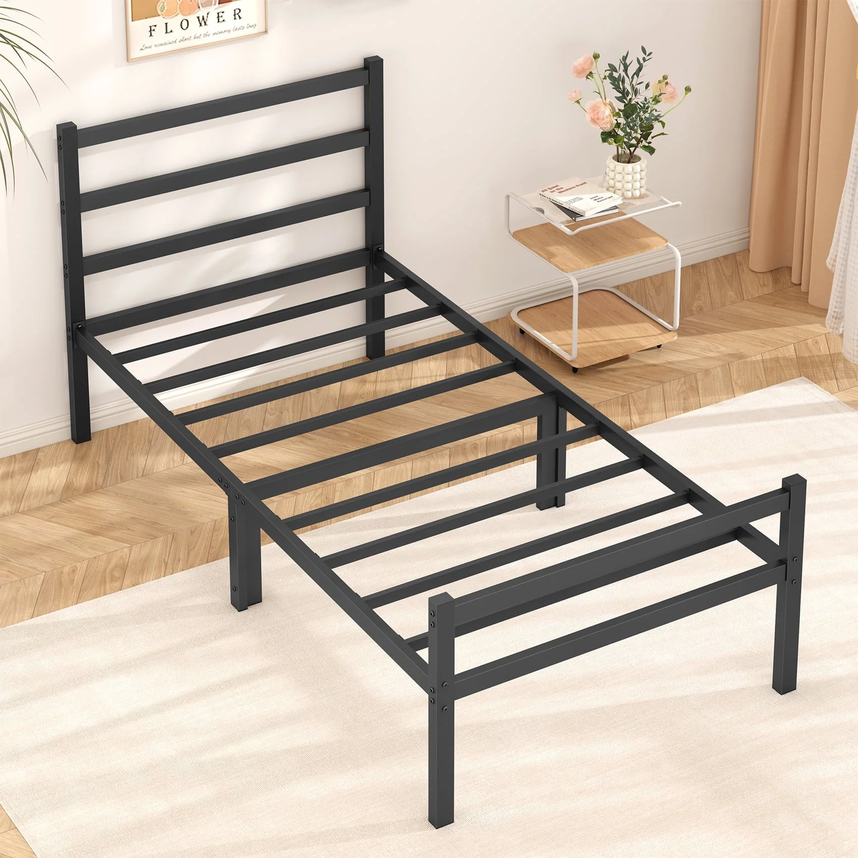 Mr IRONSTONE Heavy Duty Twin Size Metal Platform Bed Frame with Headboard and Footboard 14