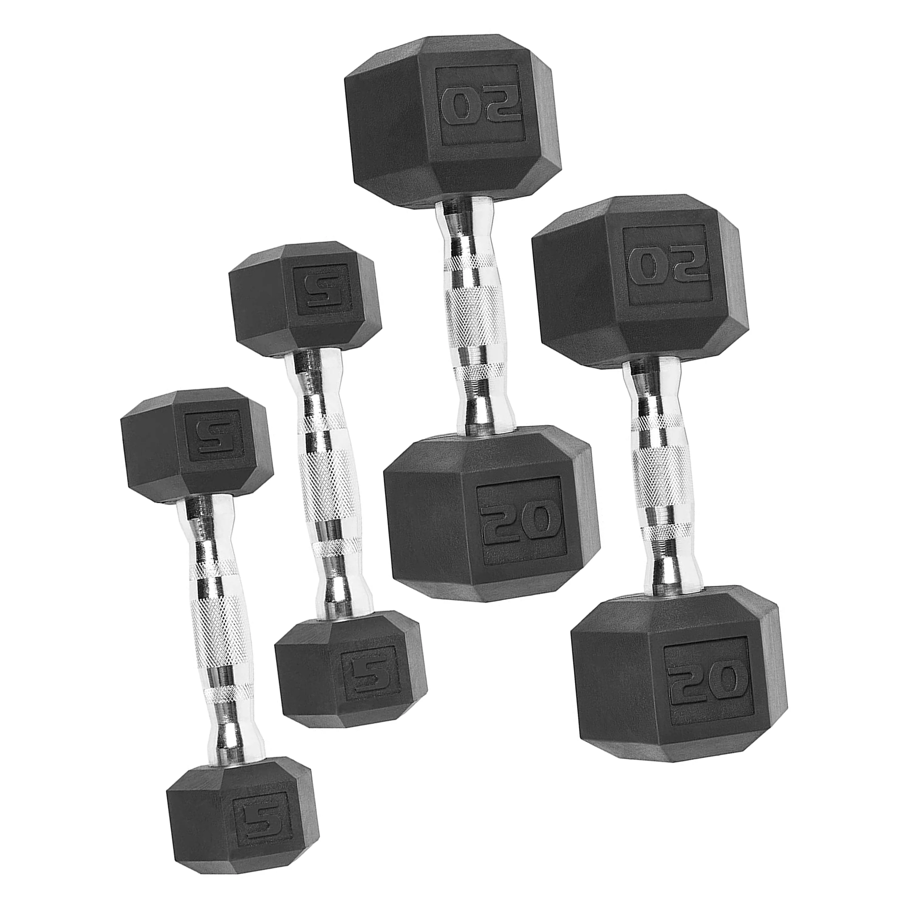CAP 150 lb Coated Rubber Hex Dumbbell Weight Set with A-Frame Rack, Black