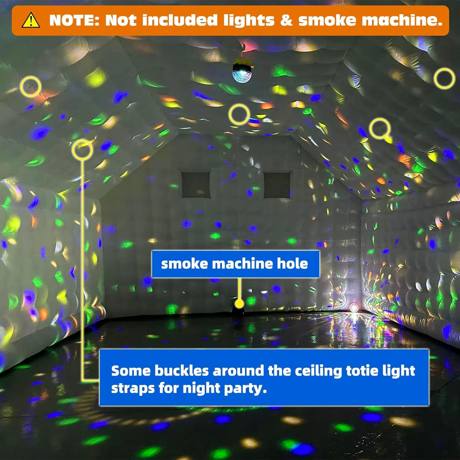 WARSUN 60 Person Large inflatable Party Tent with Disco Cube