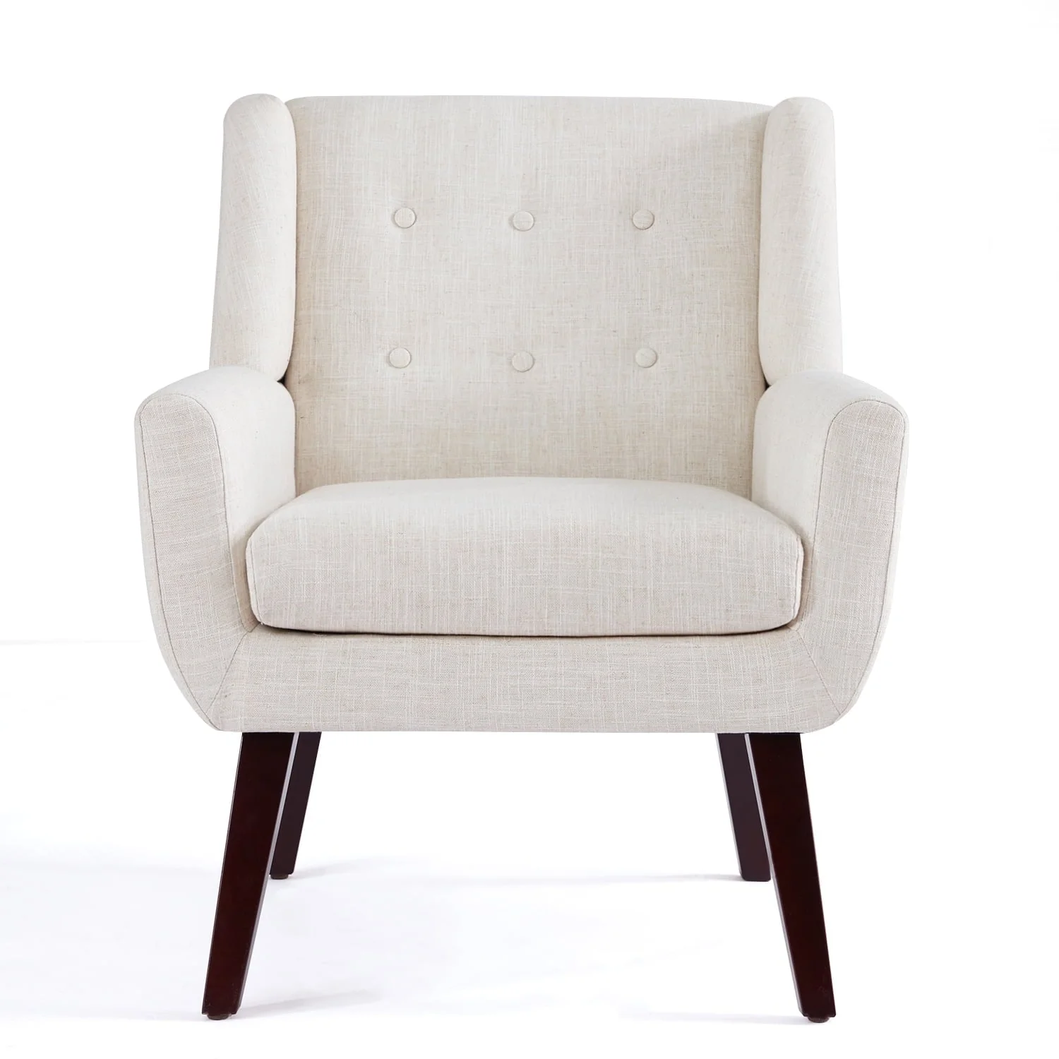 HUIMO  Accent Chair, Button-Tufted Upholstered  Living Room Chairs,  Mid Century Modern Comfy Reading Chairs for Bedroom, Living Room, Beige